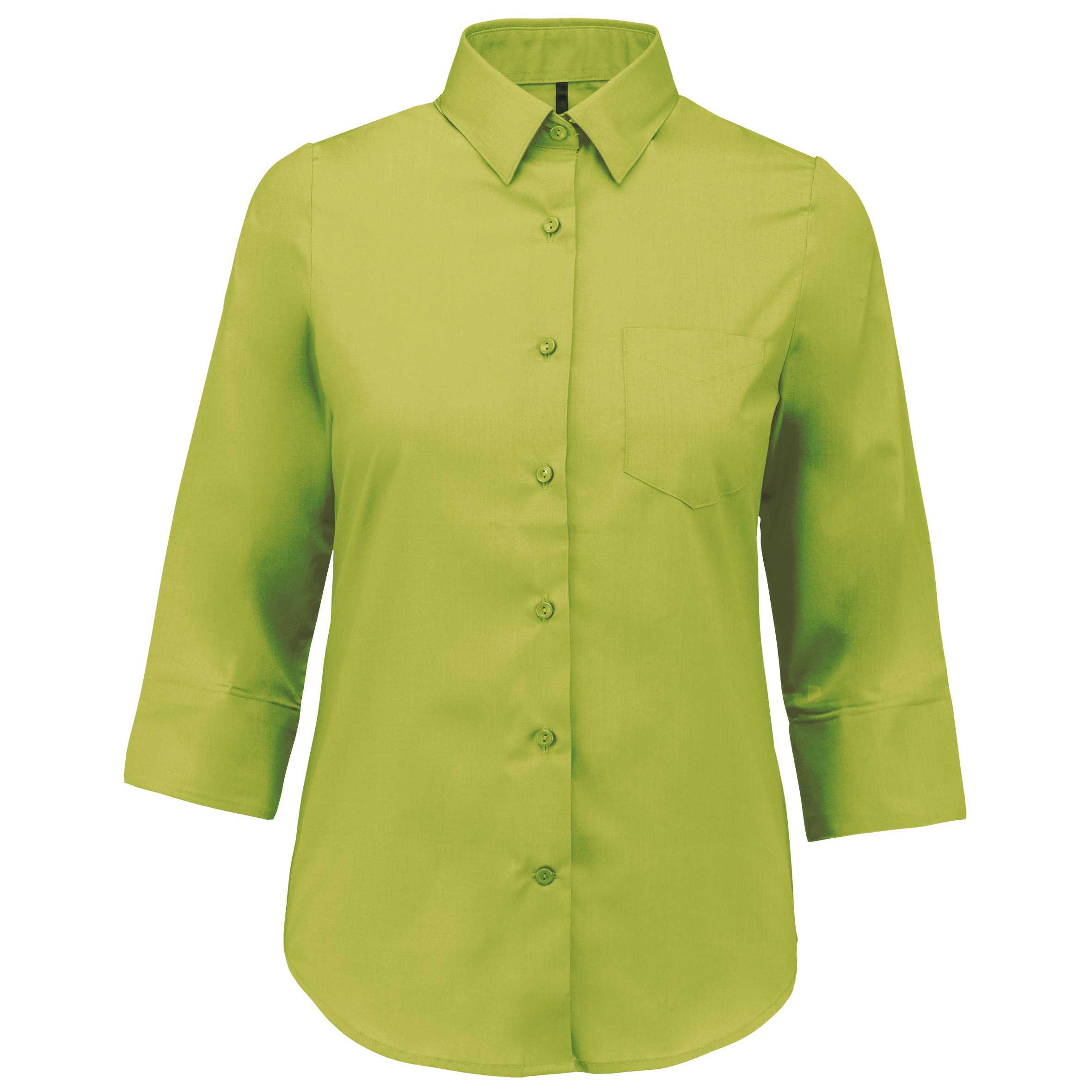 Camisa popelina de polialgodón manga 3/4 de fácil cuidado mujer Burnt Lime