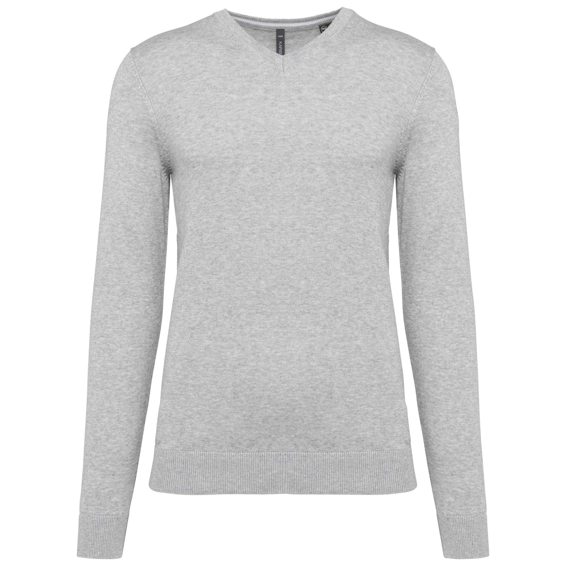 Jersey cuello de pico ecorresponsable hombre Light grey heather