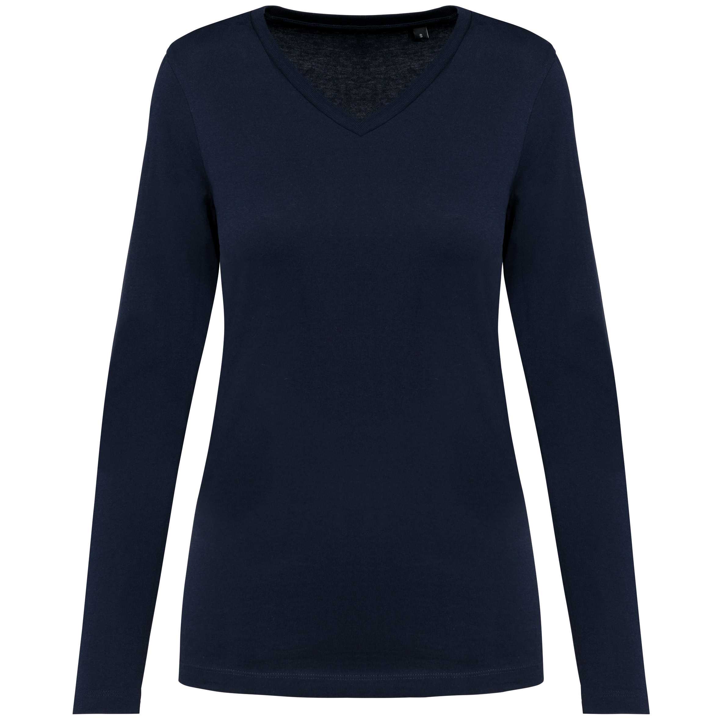 Camiseta Supima® cuello de pico manga larga mujer Deep Navy