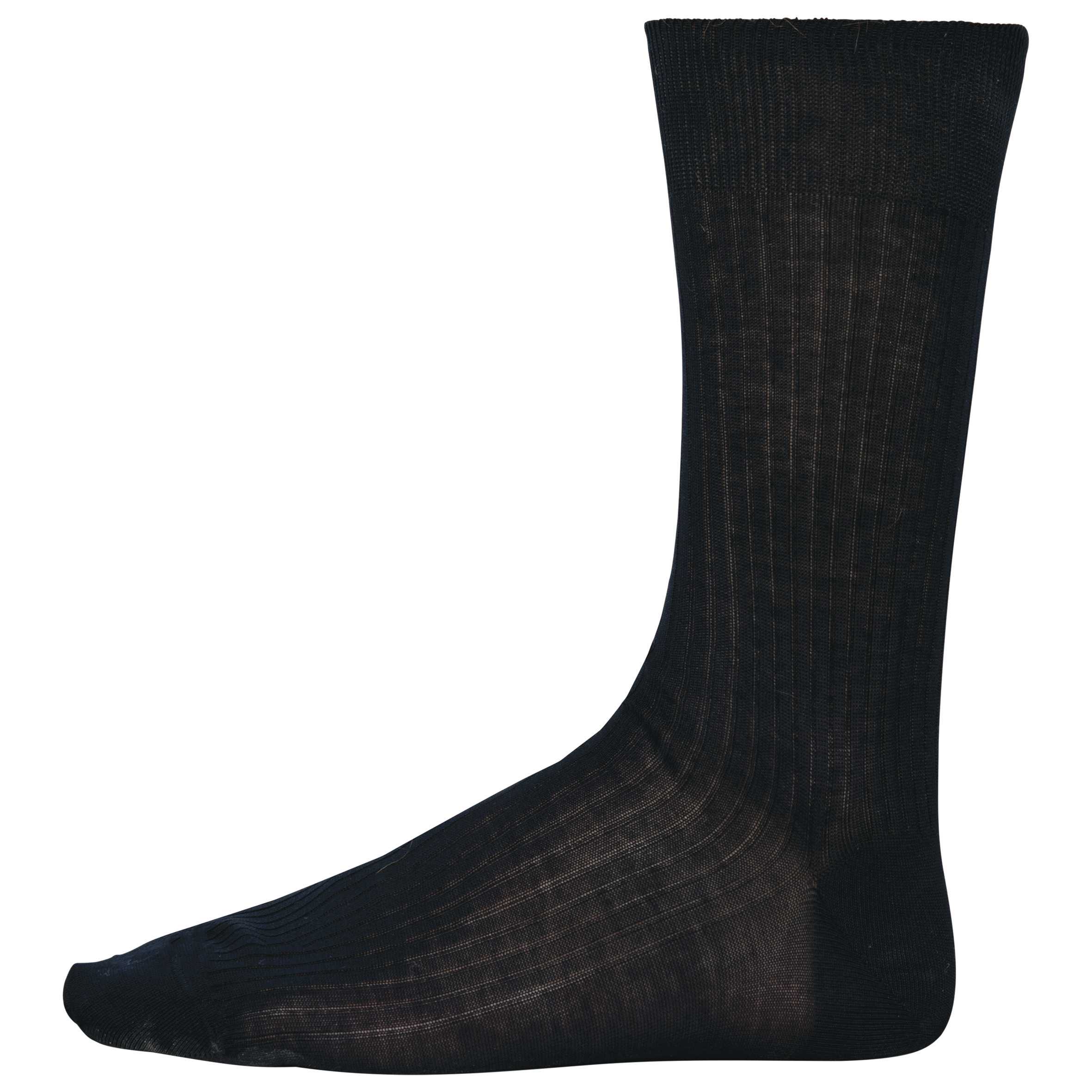 Calcetines algodón hilo Escocia canalé 4 x 2 hombre Black