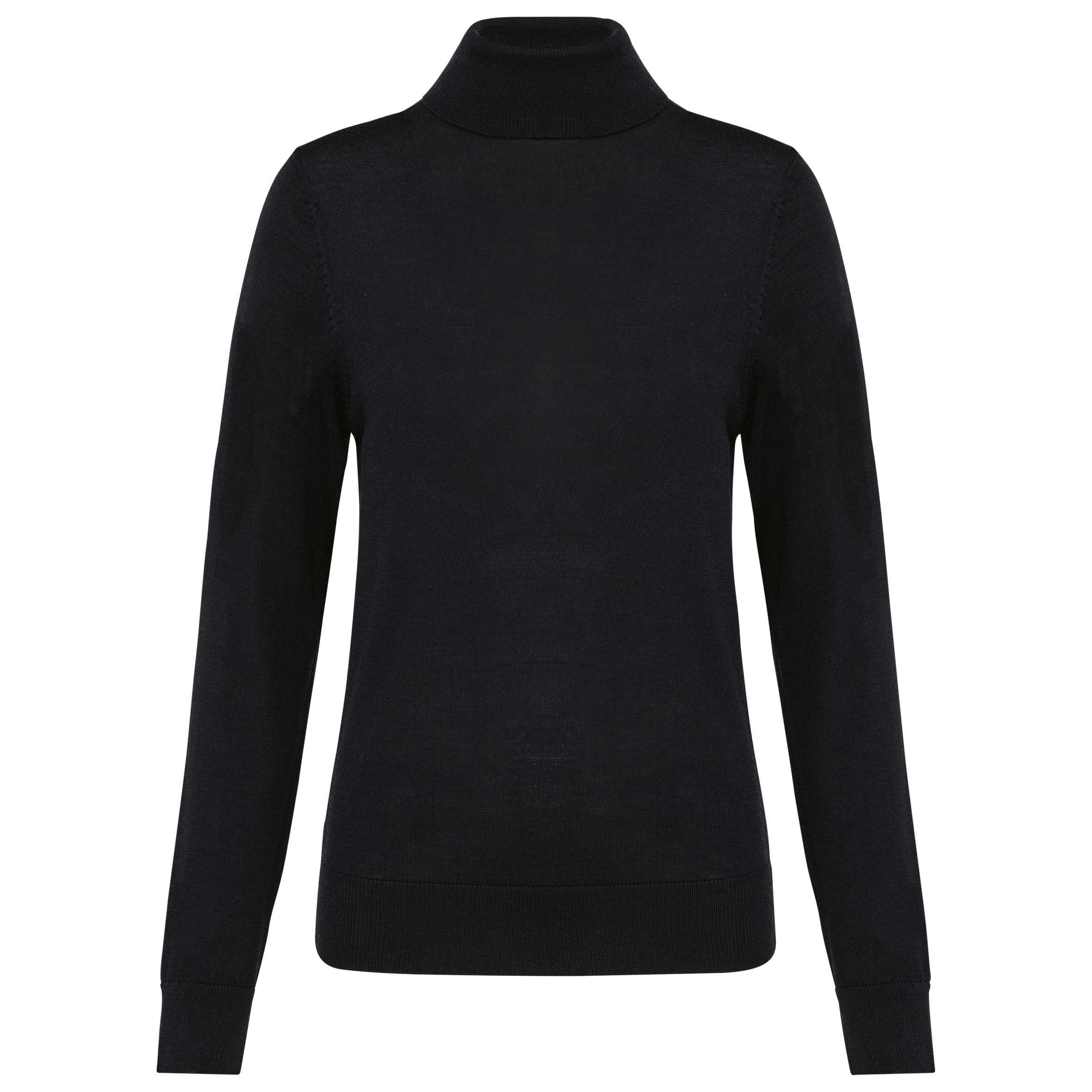 Jersey lana merina cuello vuelto mujer Black