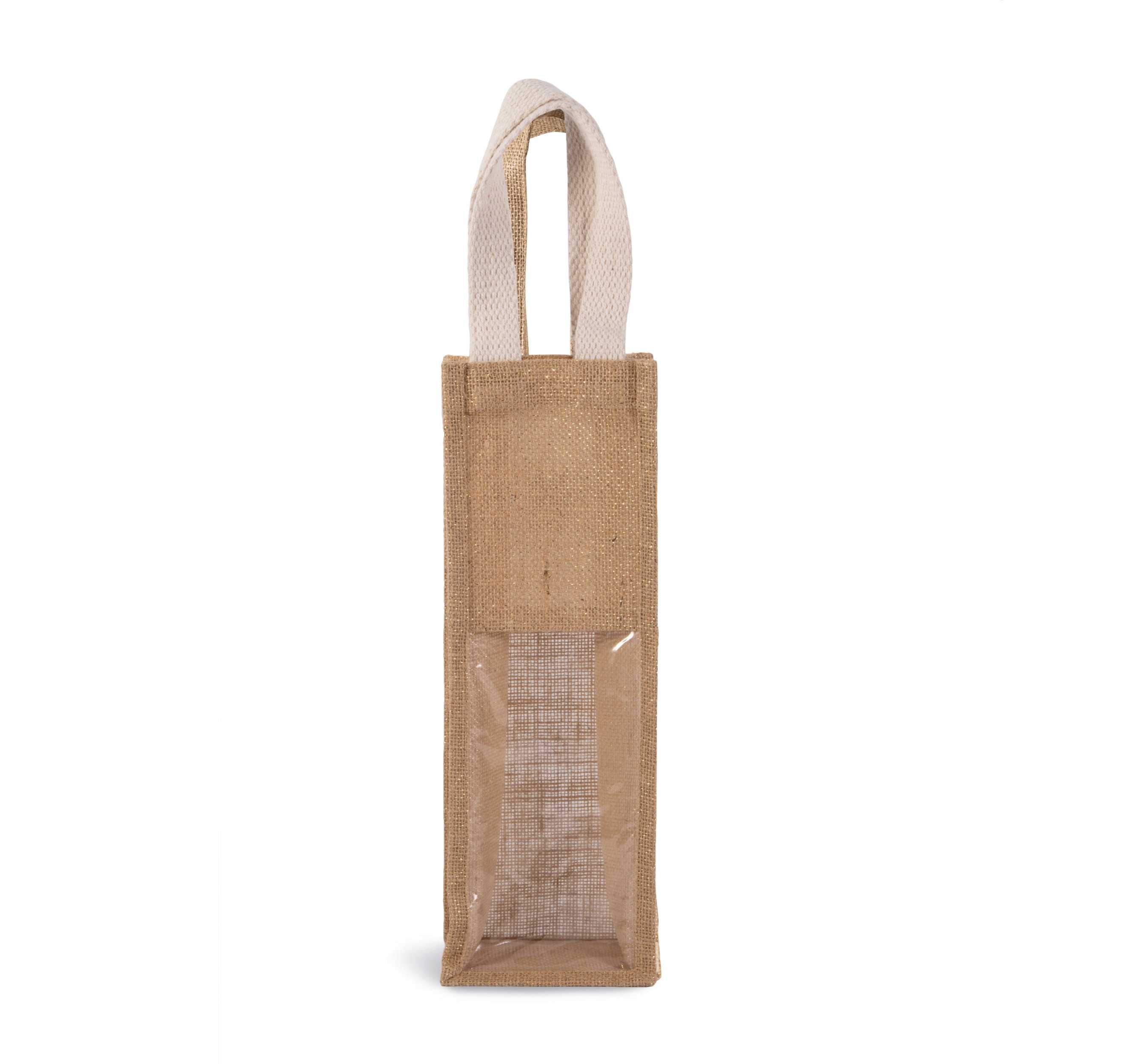 Bolsa de yute para botellas Natural / Gold