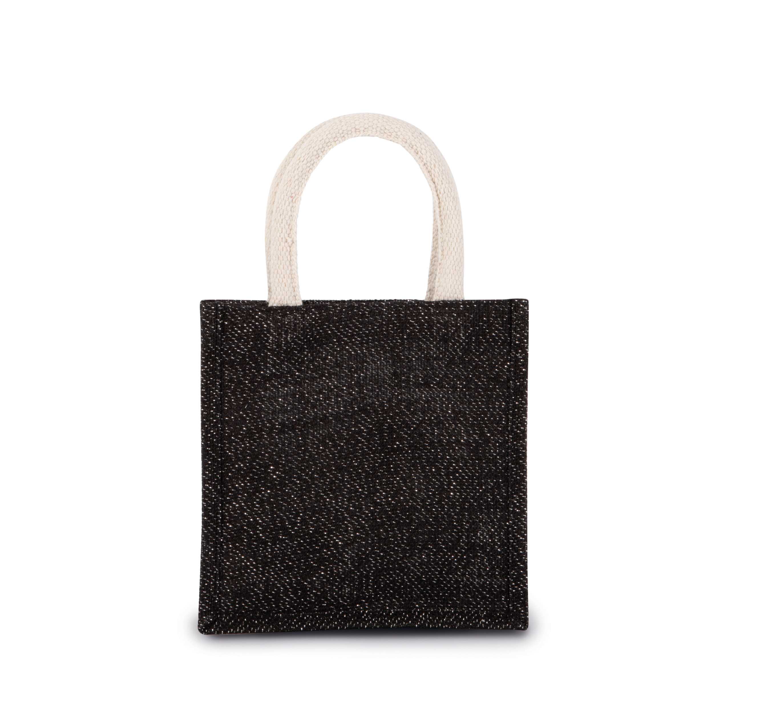Bolsa estilo cesta de tela de yute, modelo pequeño Black / Silver