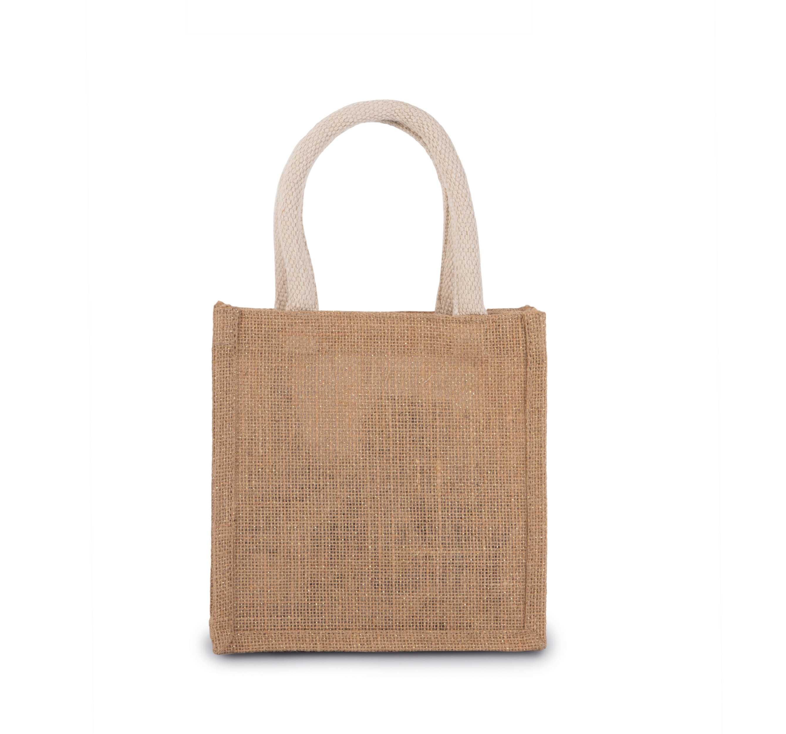 Bolsa estilo cesta de tela de yute, modelo pequeño Natural / Gold