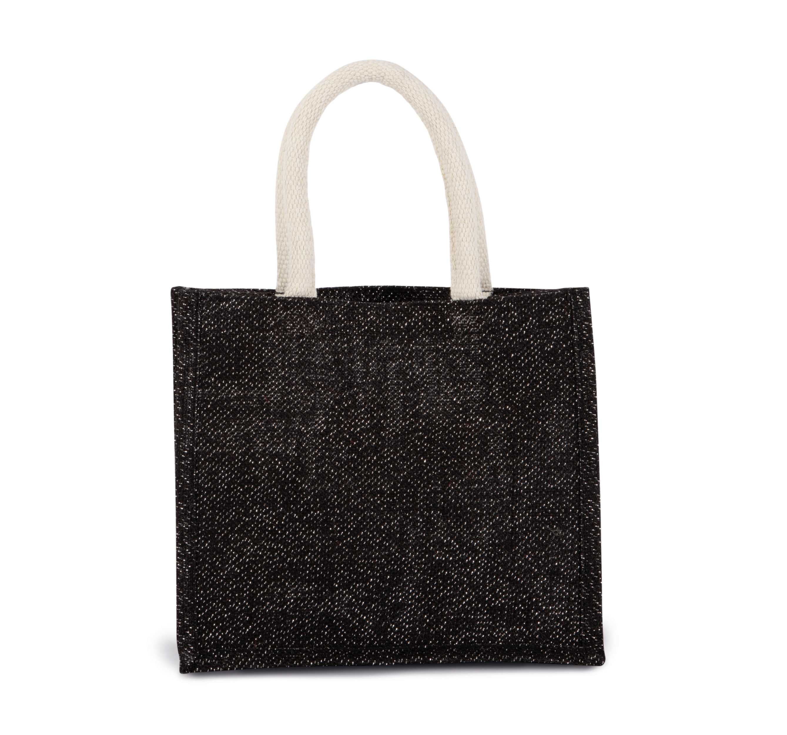 Bolsa estilo cesta de tela de yute, modelo mediano Black / Silver