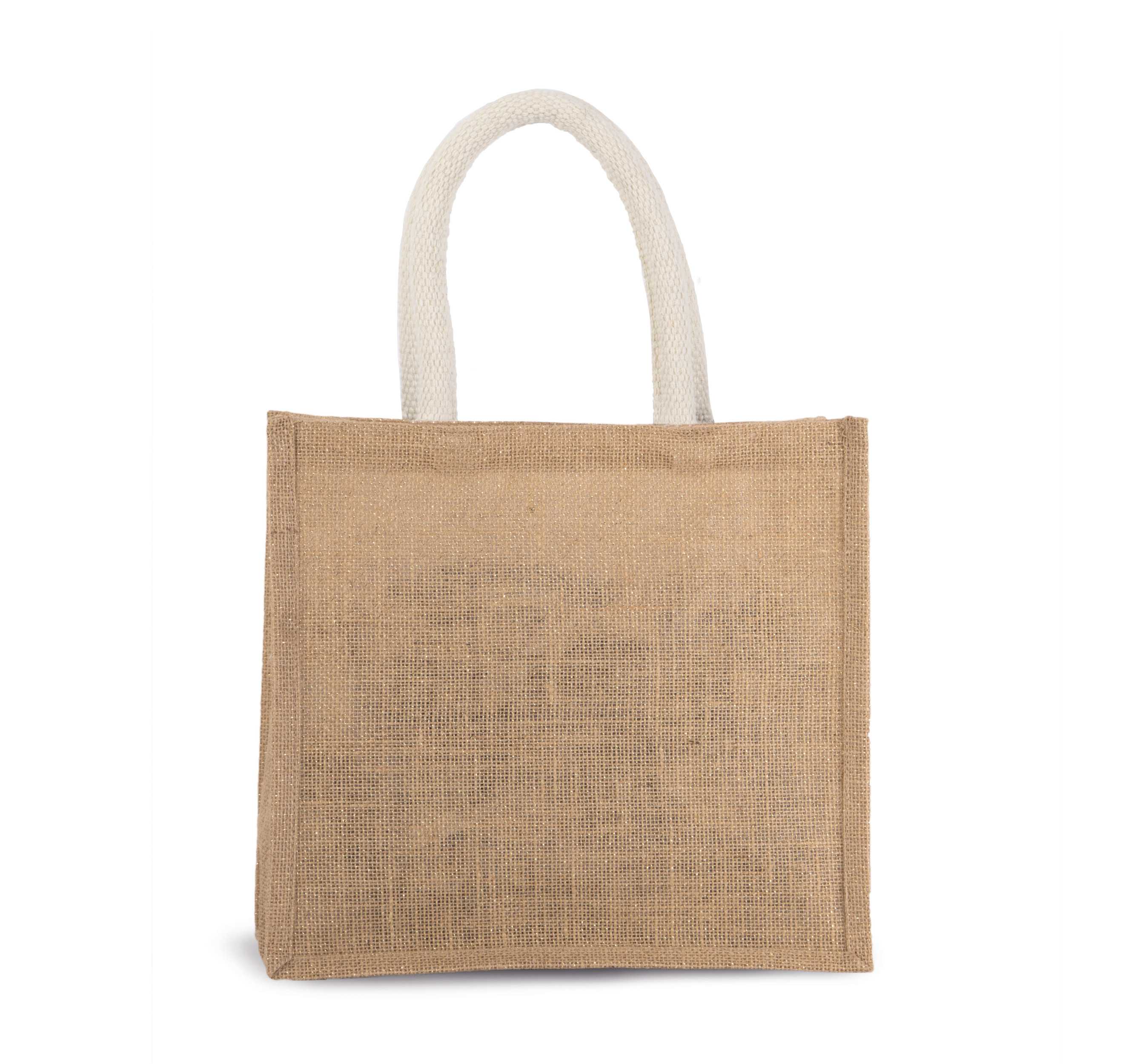 Bolsa estilo cesta de tela de yute, modelo mediano Natural / Gold
