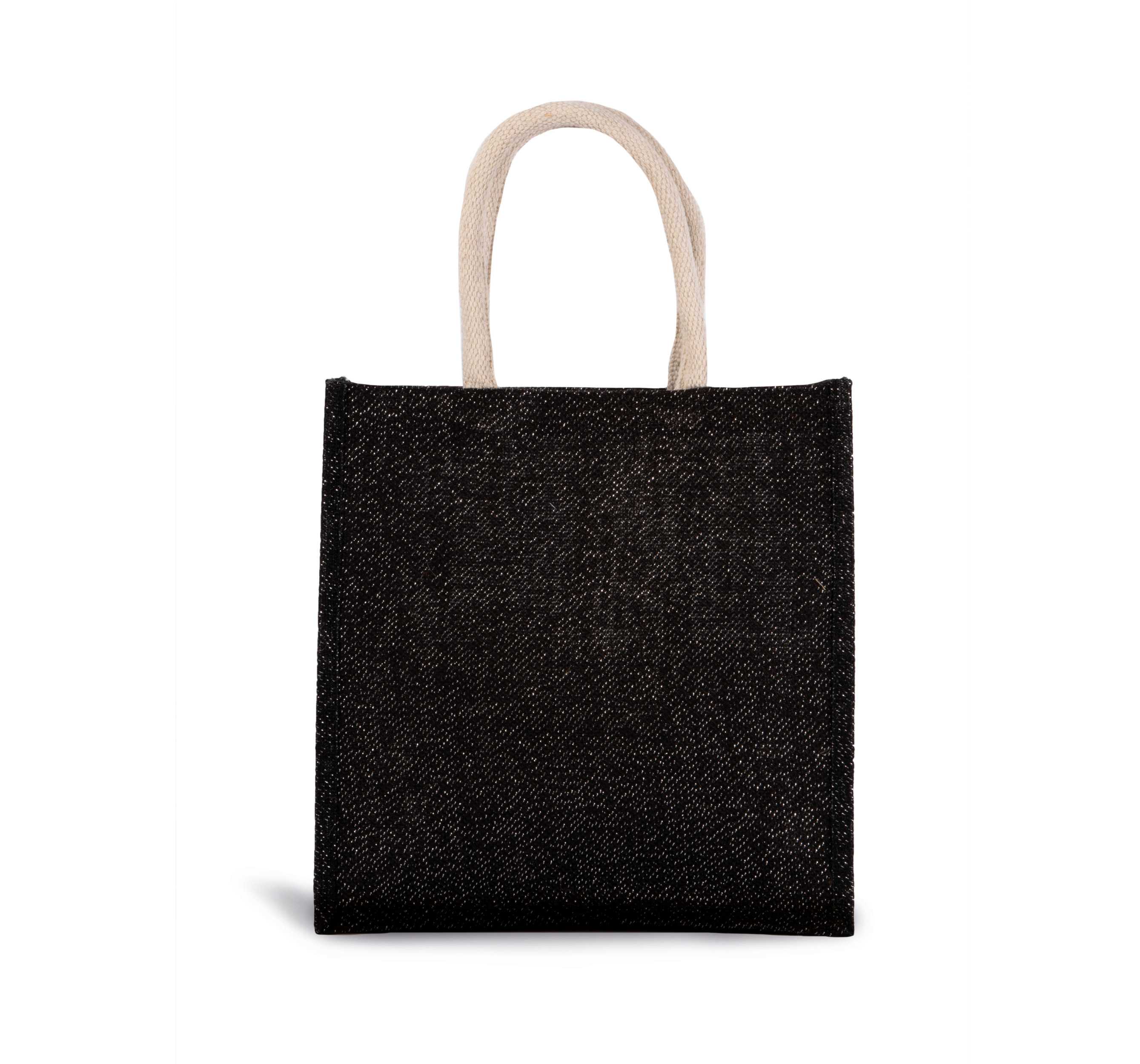 Bolsa estilo cesta de tela de yute, modelo grande Black / Silver
