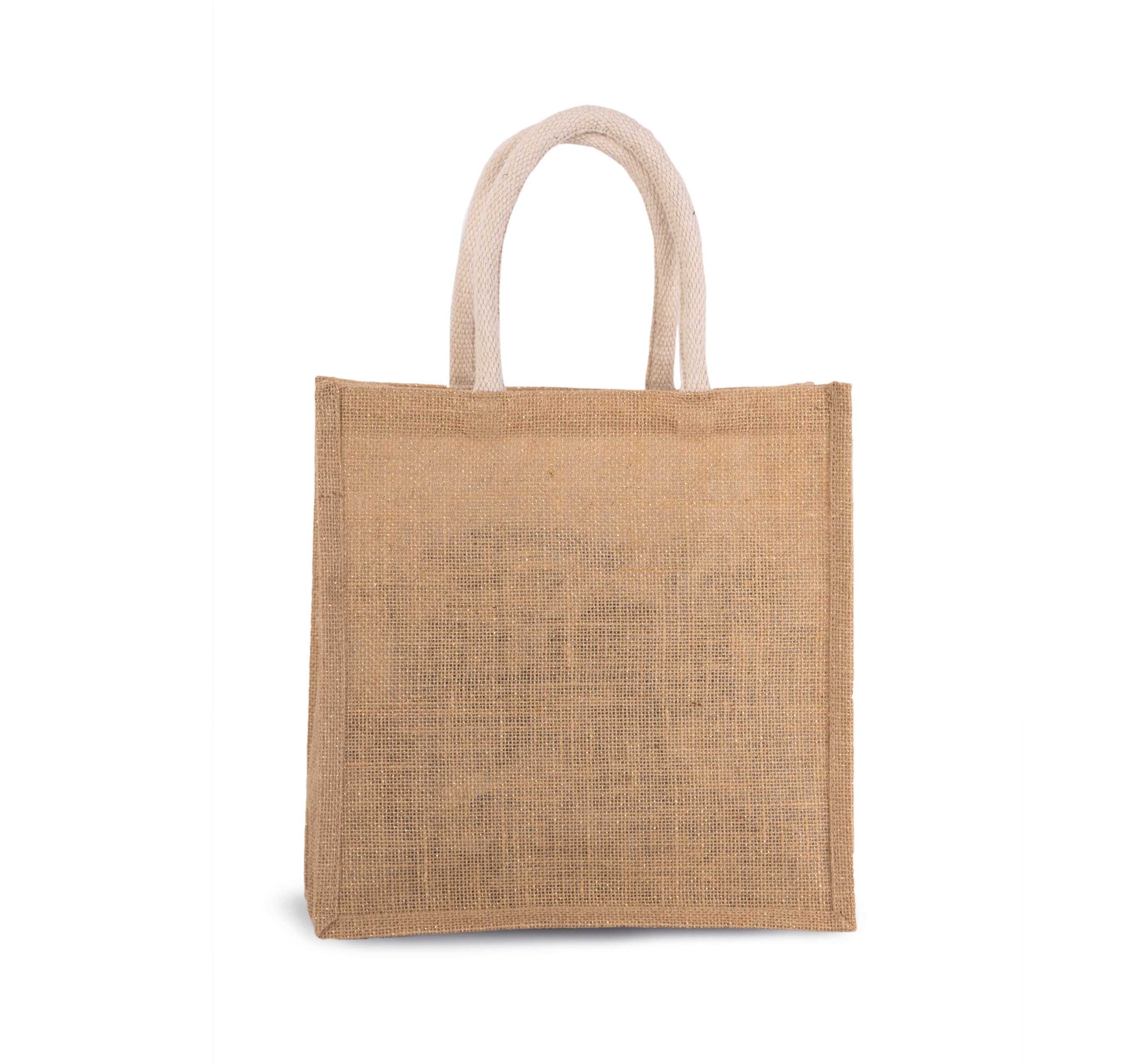 Bolsa estilo cesta de tela de yute, modelo grande Natural / Gold