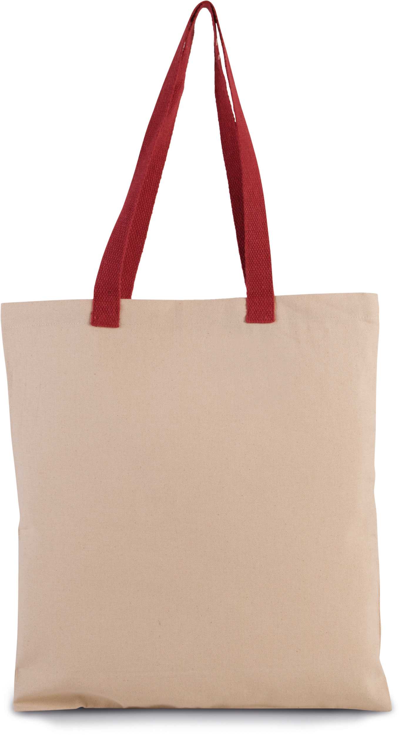 Bolsa de compras en canvas plana y con asa contrastada Natural / Cherry Red