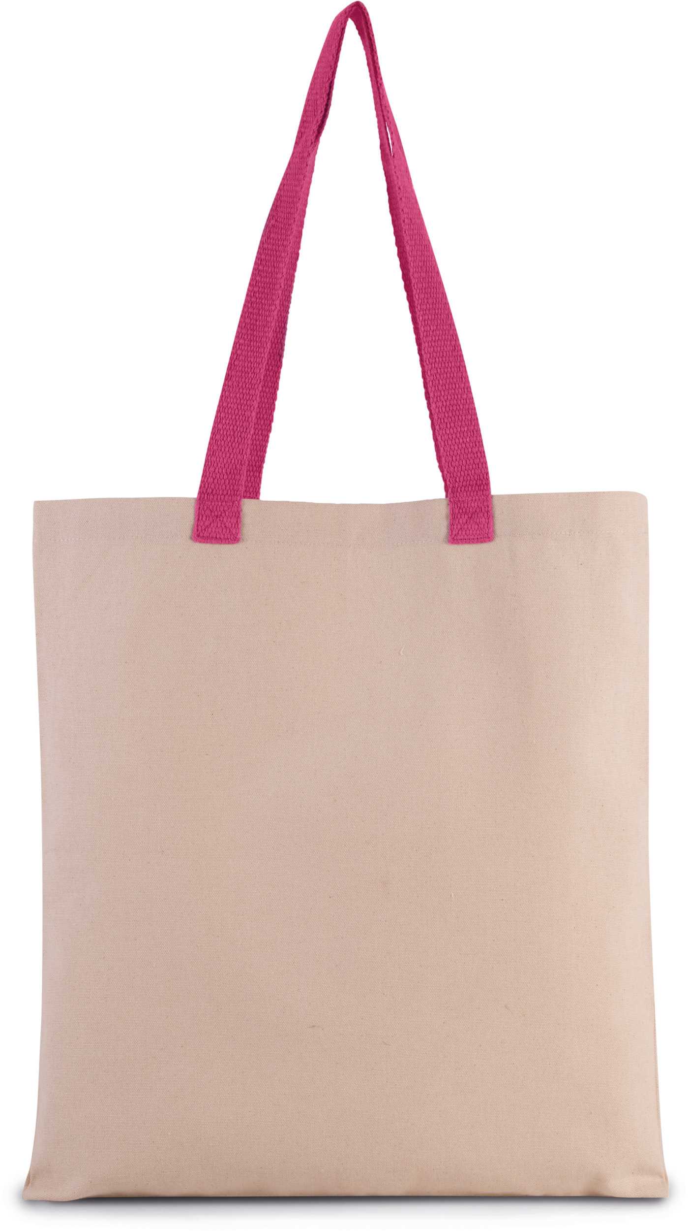 Bolsa de compras en canvas plana y con asa contrastada Natural / Magenta