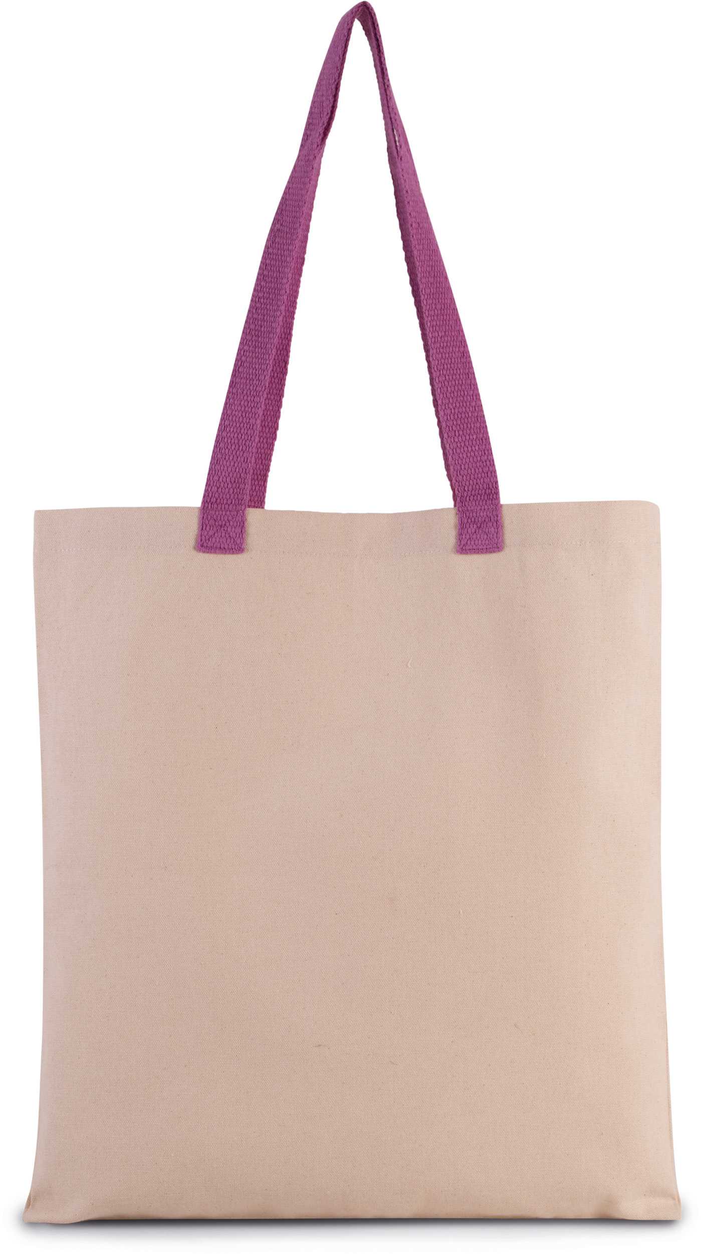 Bolsa de compras en canvas plana y con asa contrastada Natural / Radiant Orchid