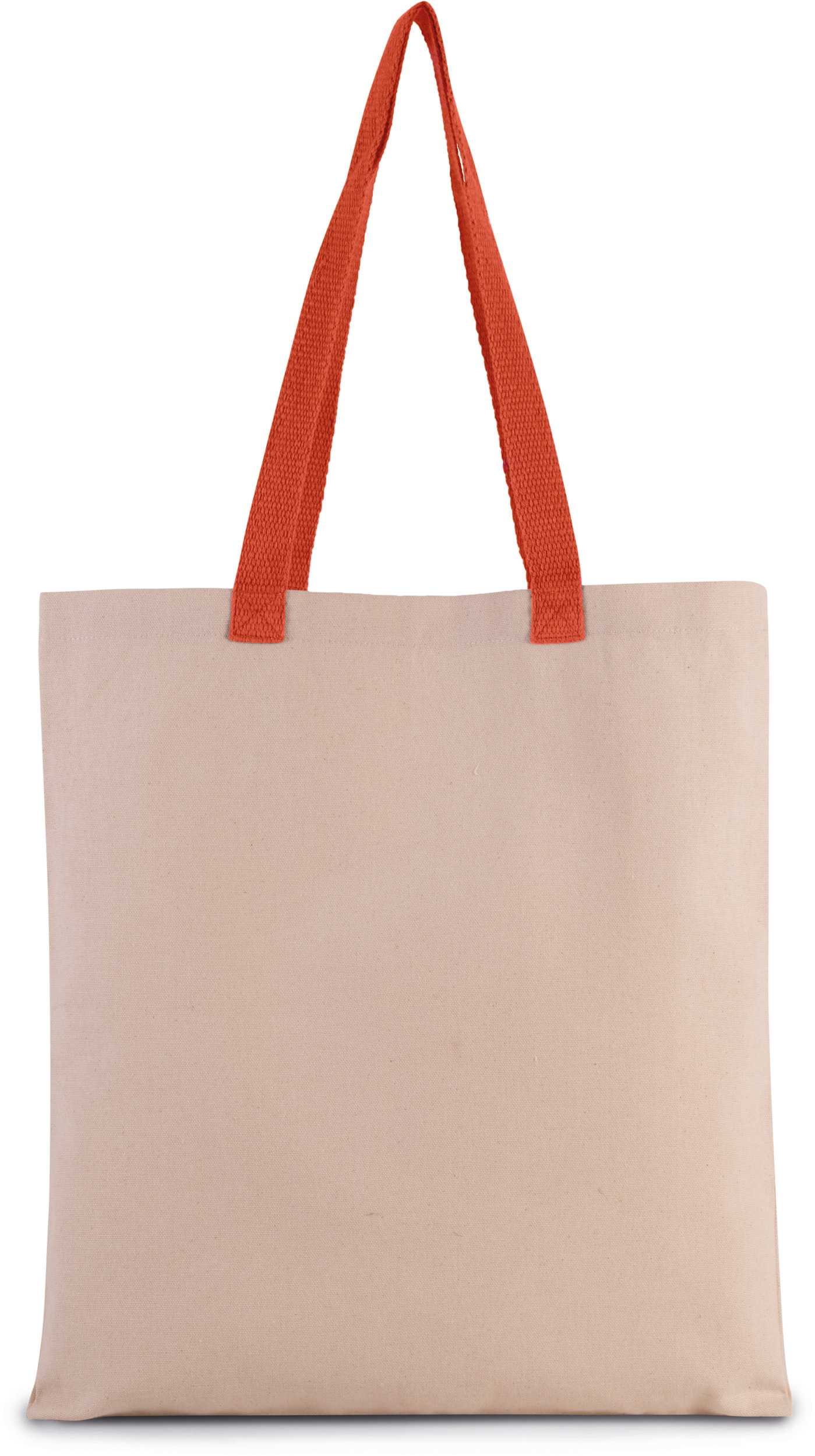 Bolsa de compras en canvas plana y con asa contrastada Natural / Spicy Orange