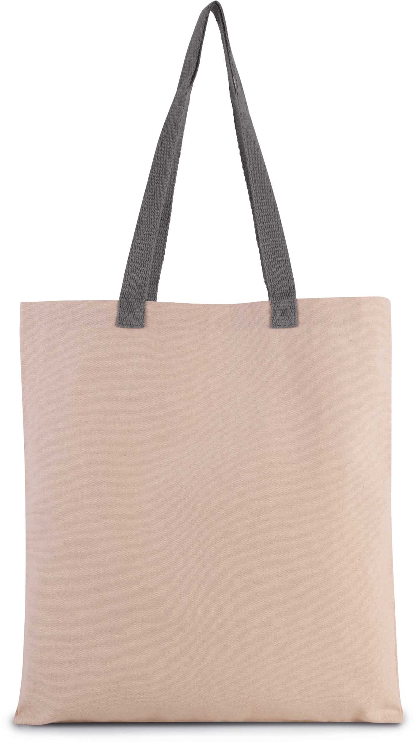 Bolsa de compras en canvas plana y con asa contrastada Natural / Steel Grey