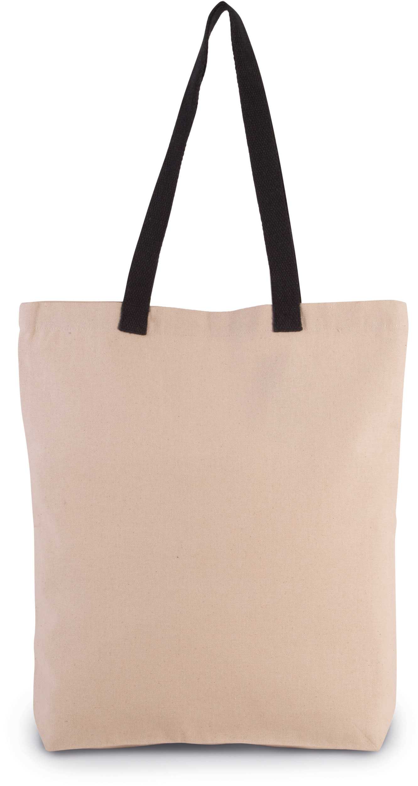 Bolsa de compras con fuelle y asa contrastada Natural / Black