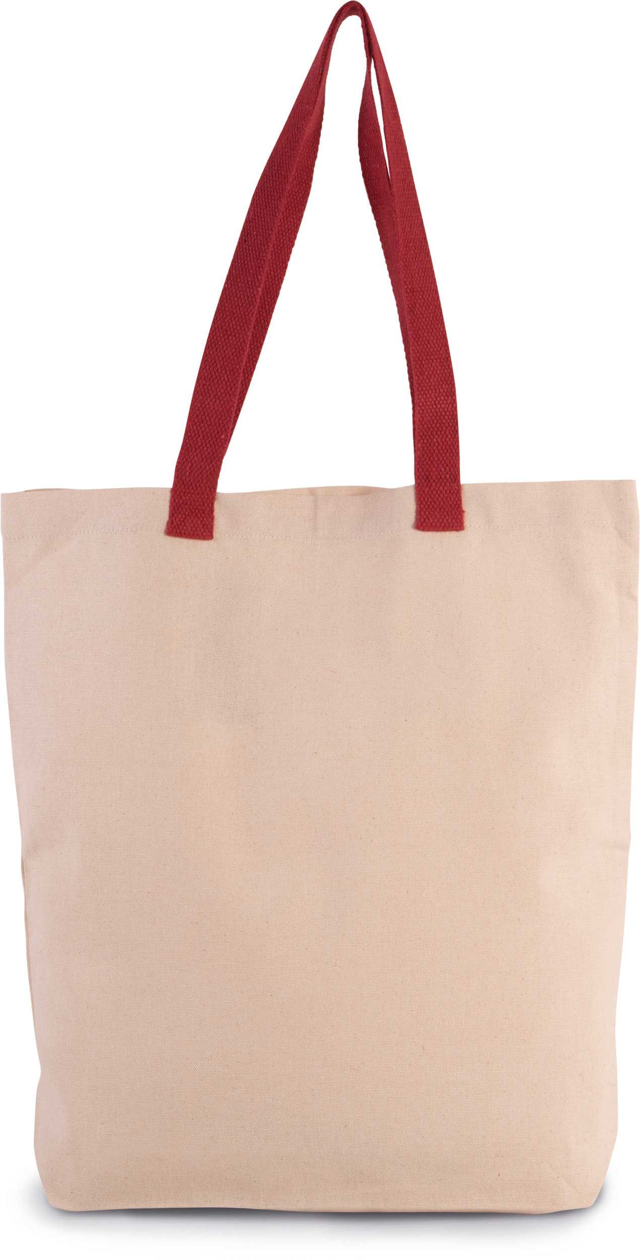 Bolsa de compras con fuelle y asa contrastada Natural / Cherry Red