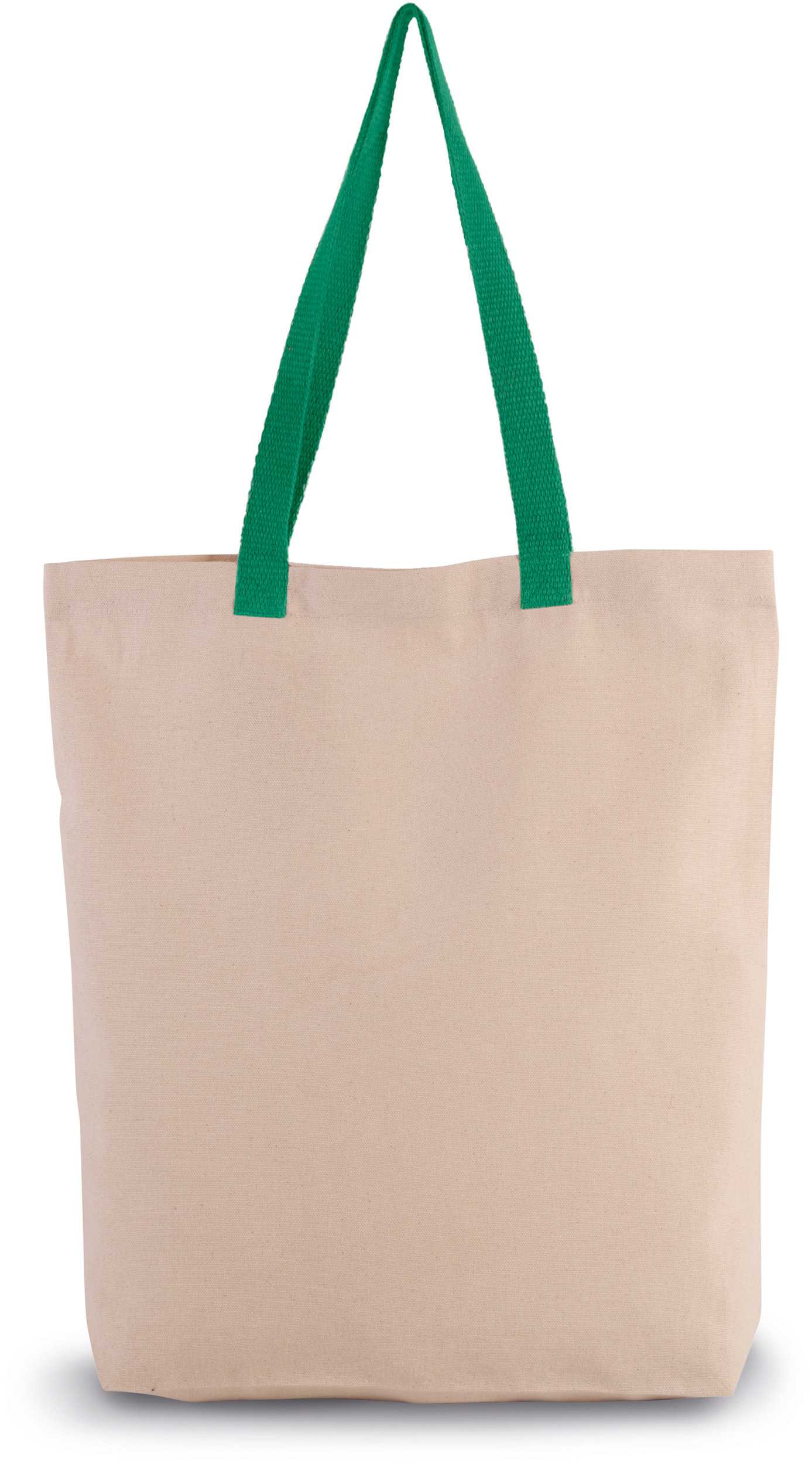 Bolsa de compras con fuelle y asa contrastada Natural / Kelly Green