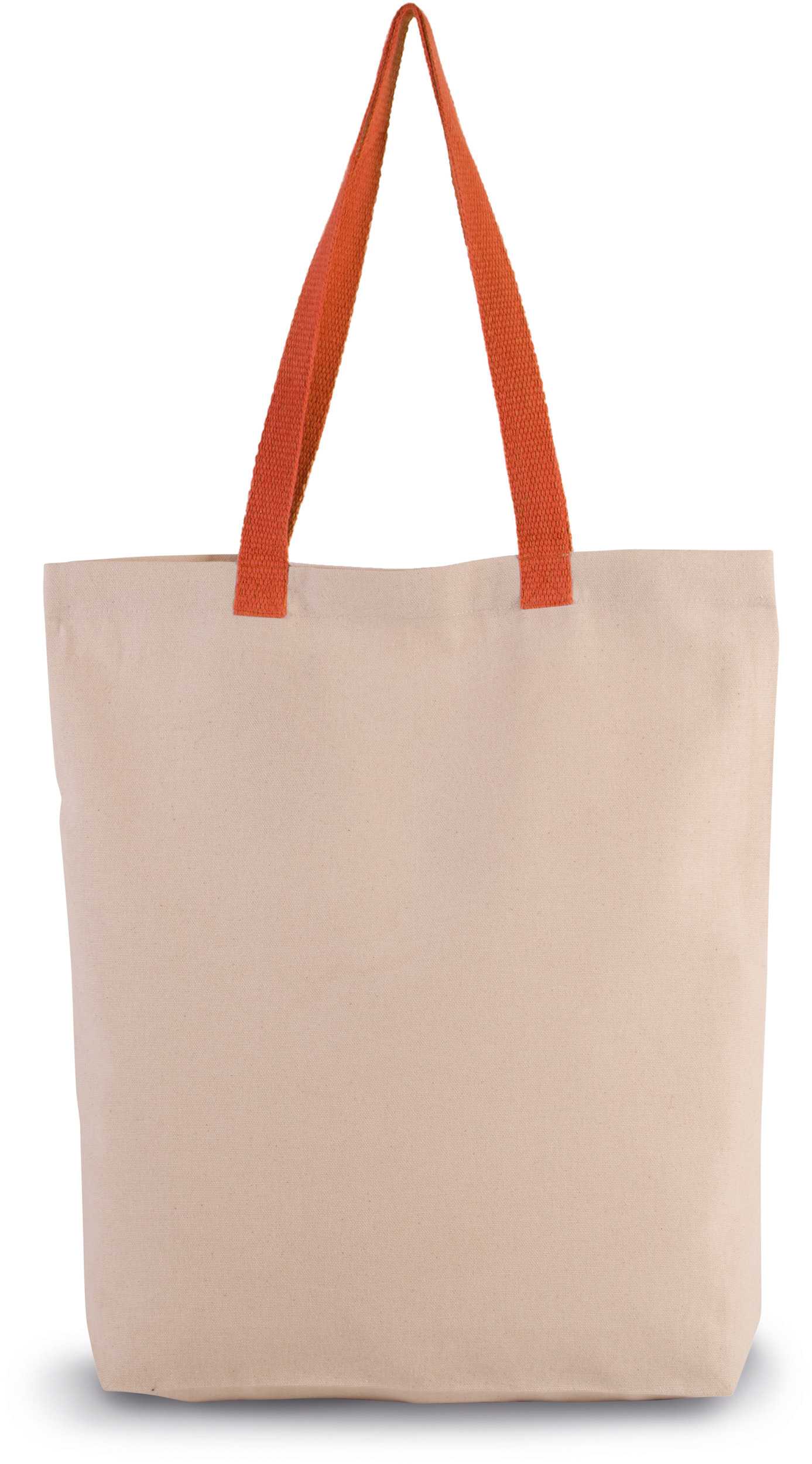 Bolsa de compras con fuelle y asa contrastada Natural / Spicy Orange