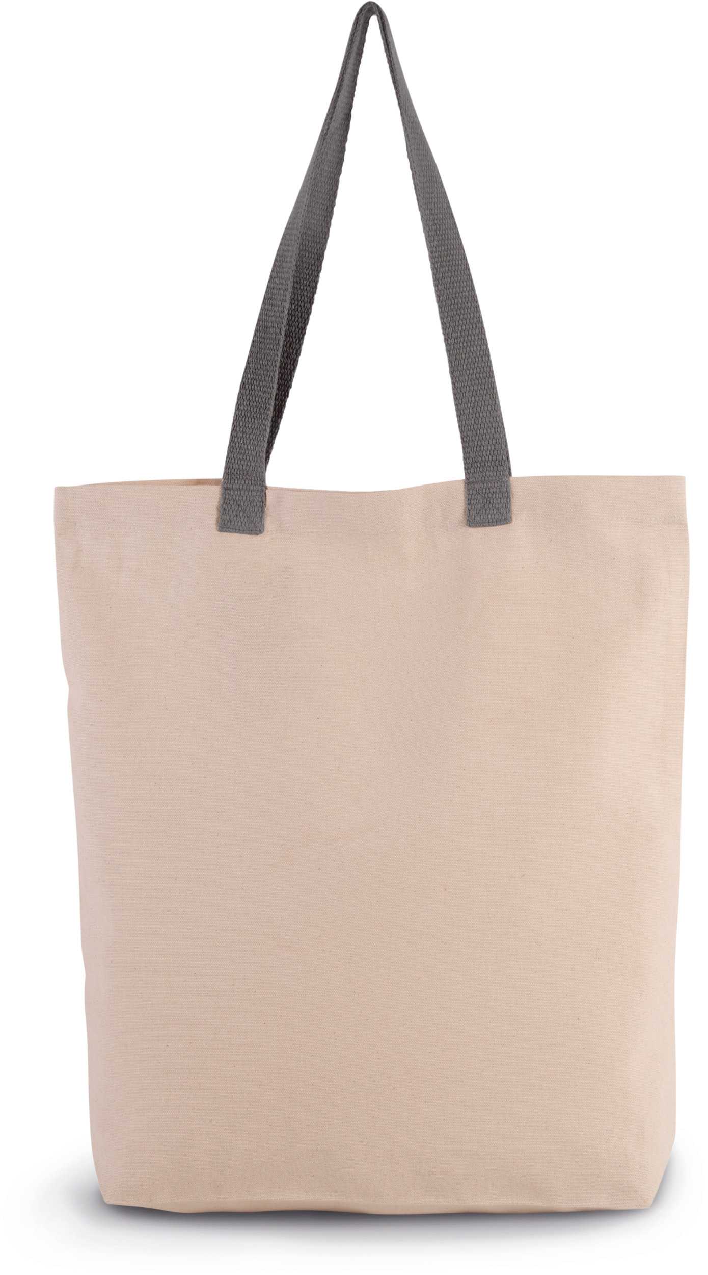 Bolsa de compras con fuelle y asa contrastada Natural / Steel Grey