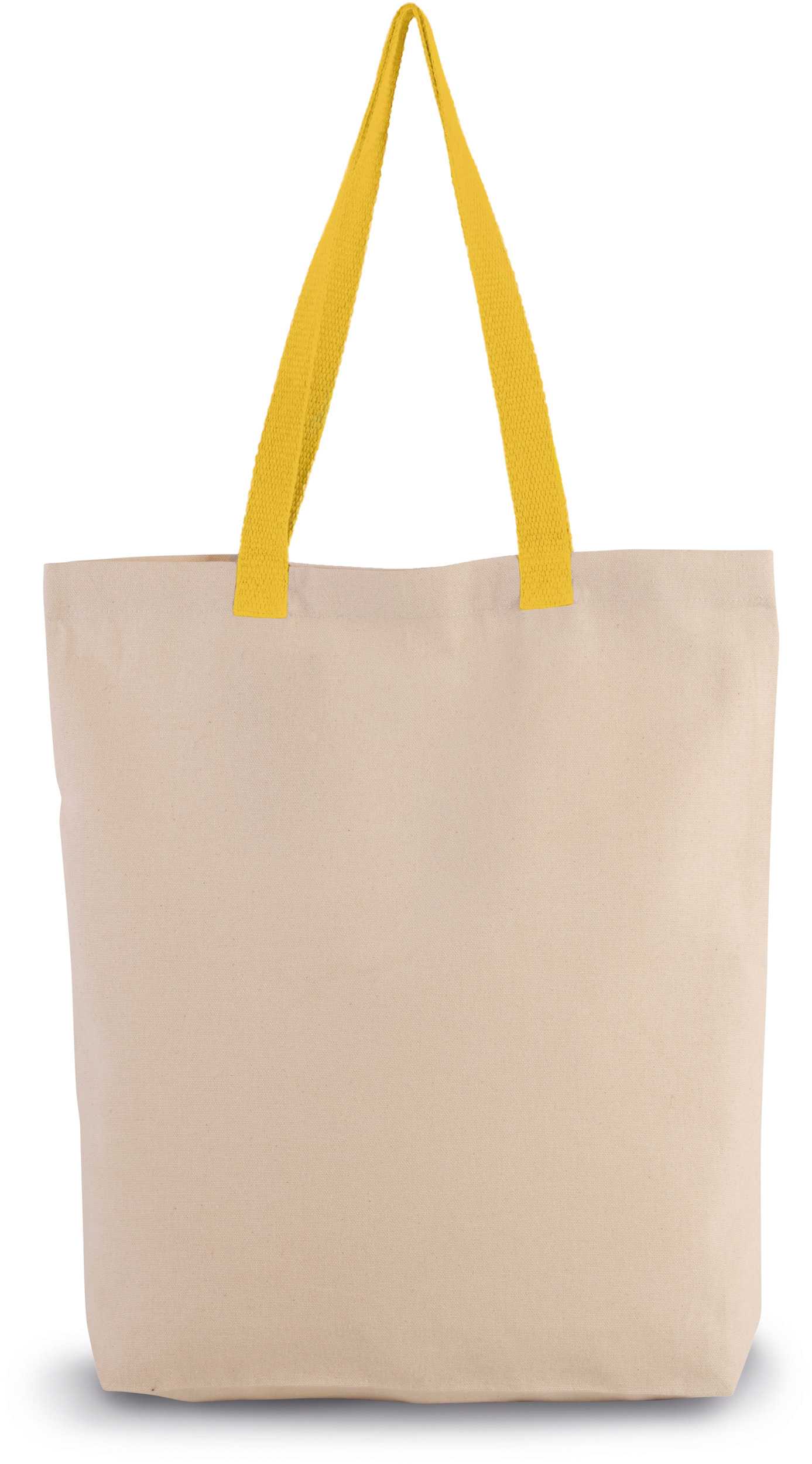 Bolsa de compras con fuelle y asa contrastada Natural / Yellow