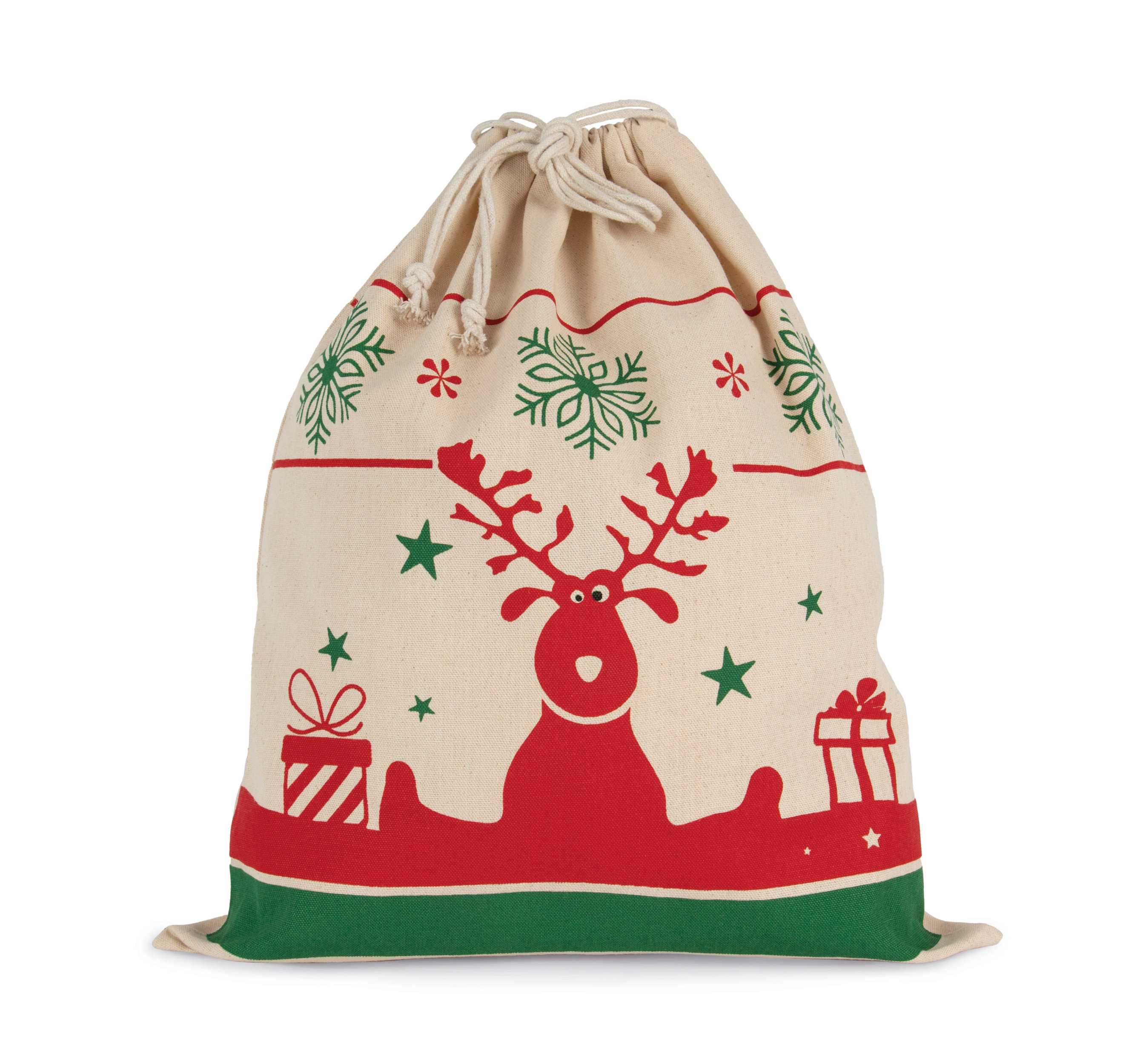 Bolsa con cordón y motivos navideños Natural