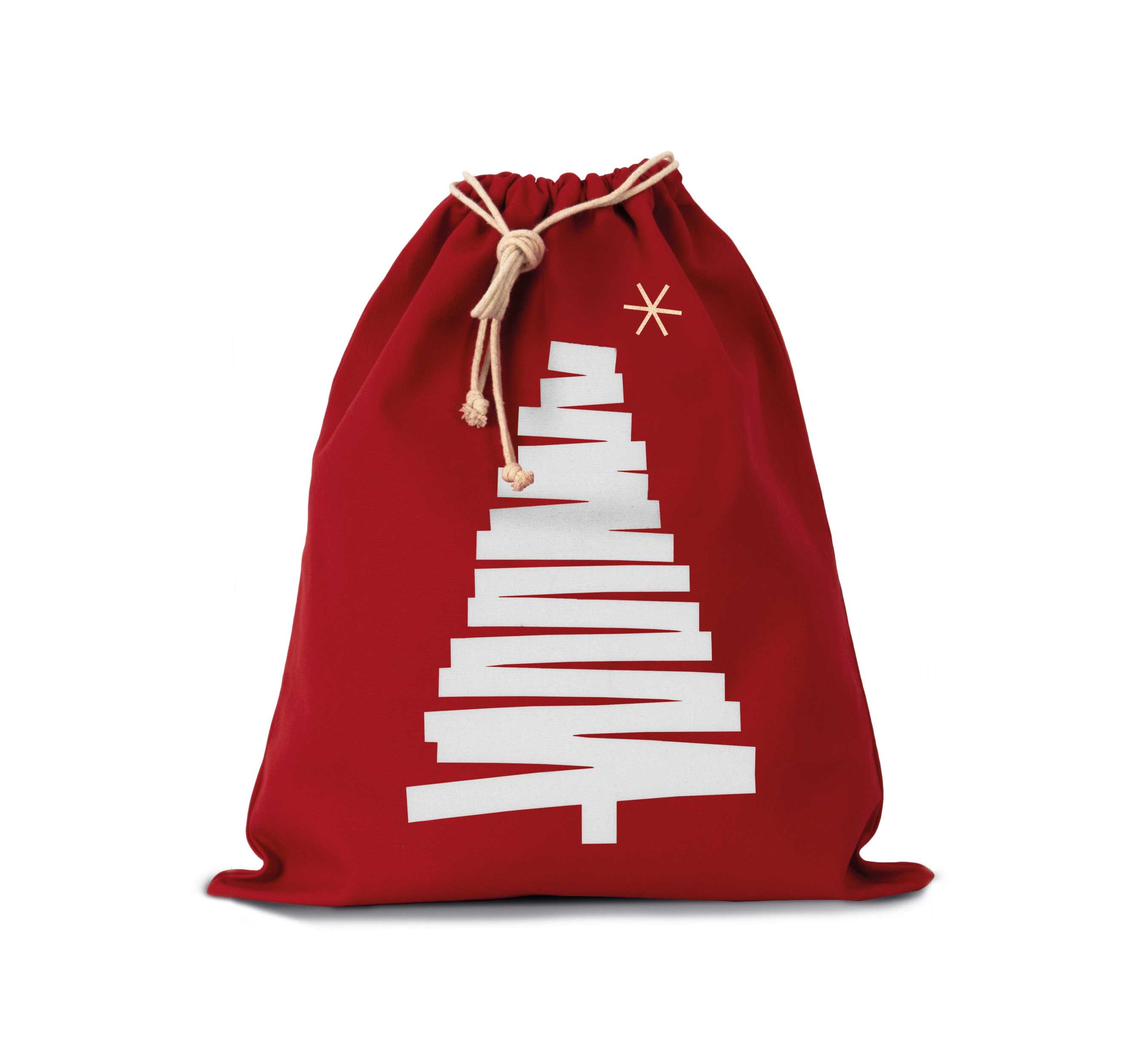 Bolsa algodón cierre cordón, diseño de pino Cherry Red