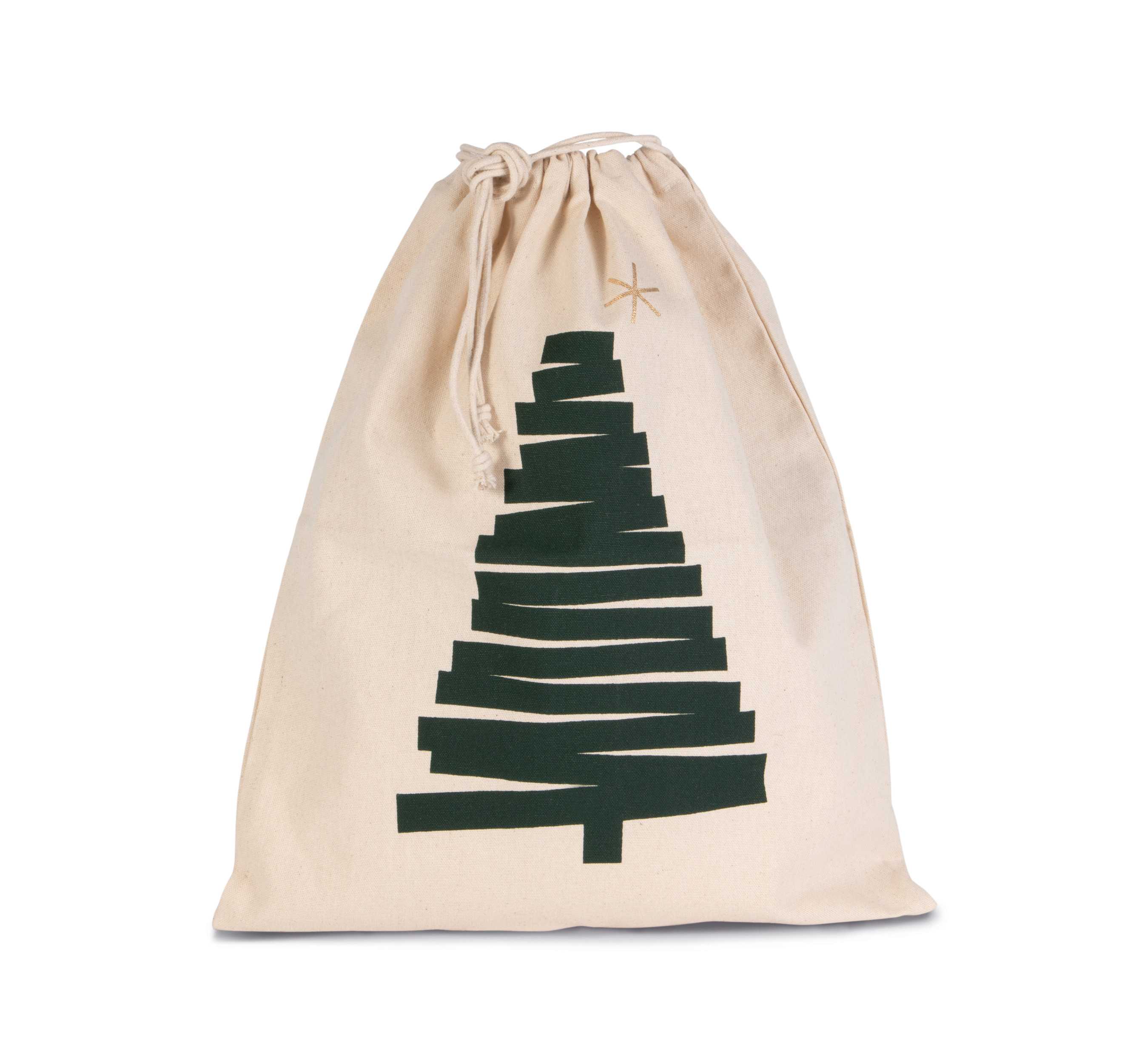 Bolsa algodón cierre cordón, diseño de pino Natural