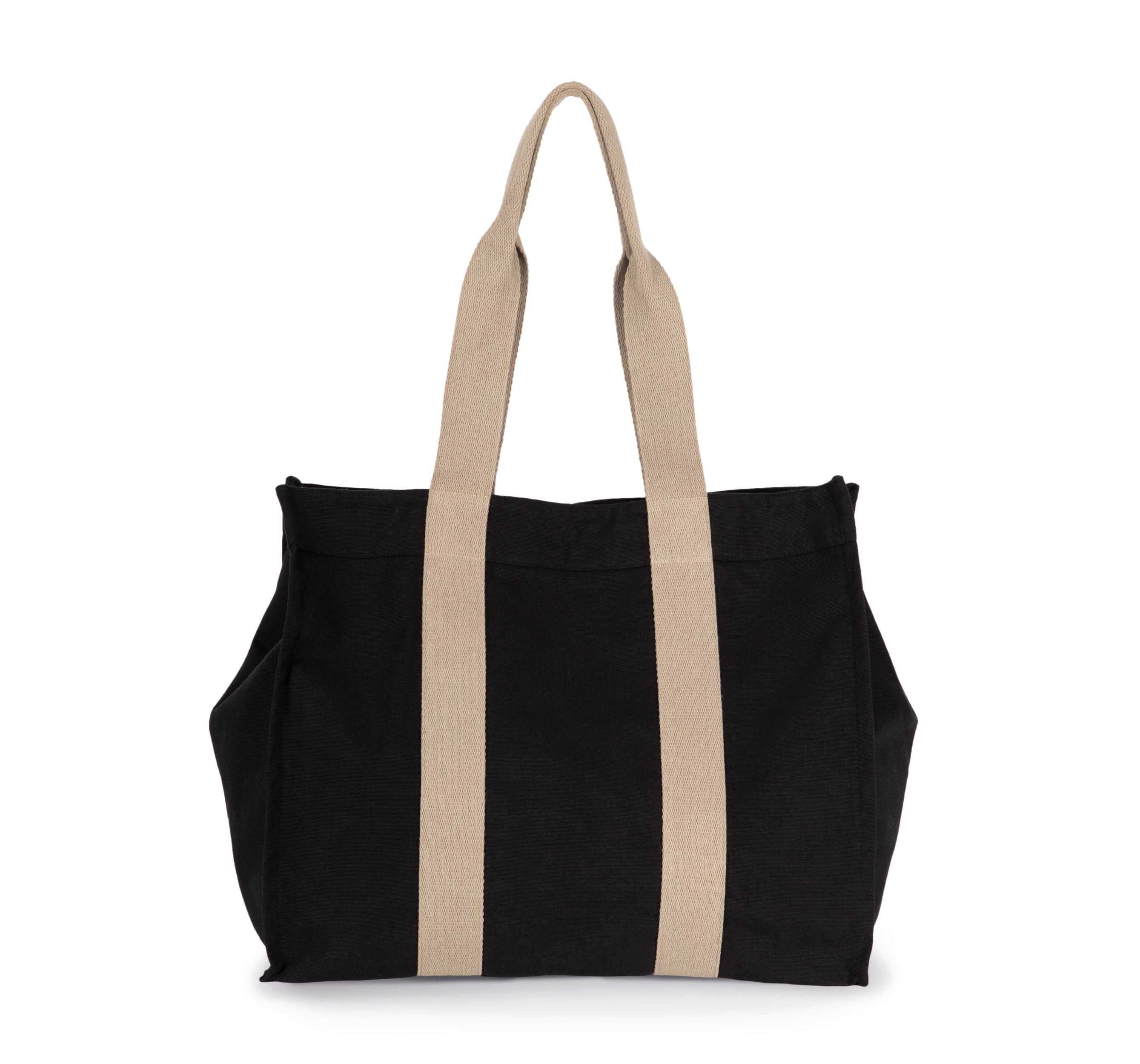 Bolsa de compras reciclada grande con fuelle Black Night / Hemp