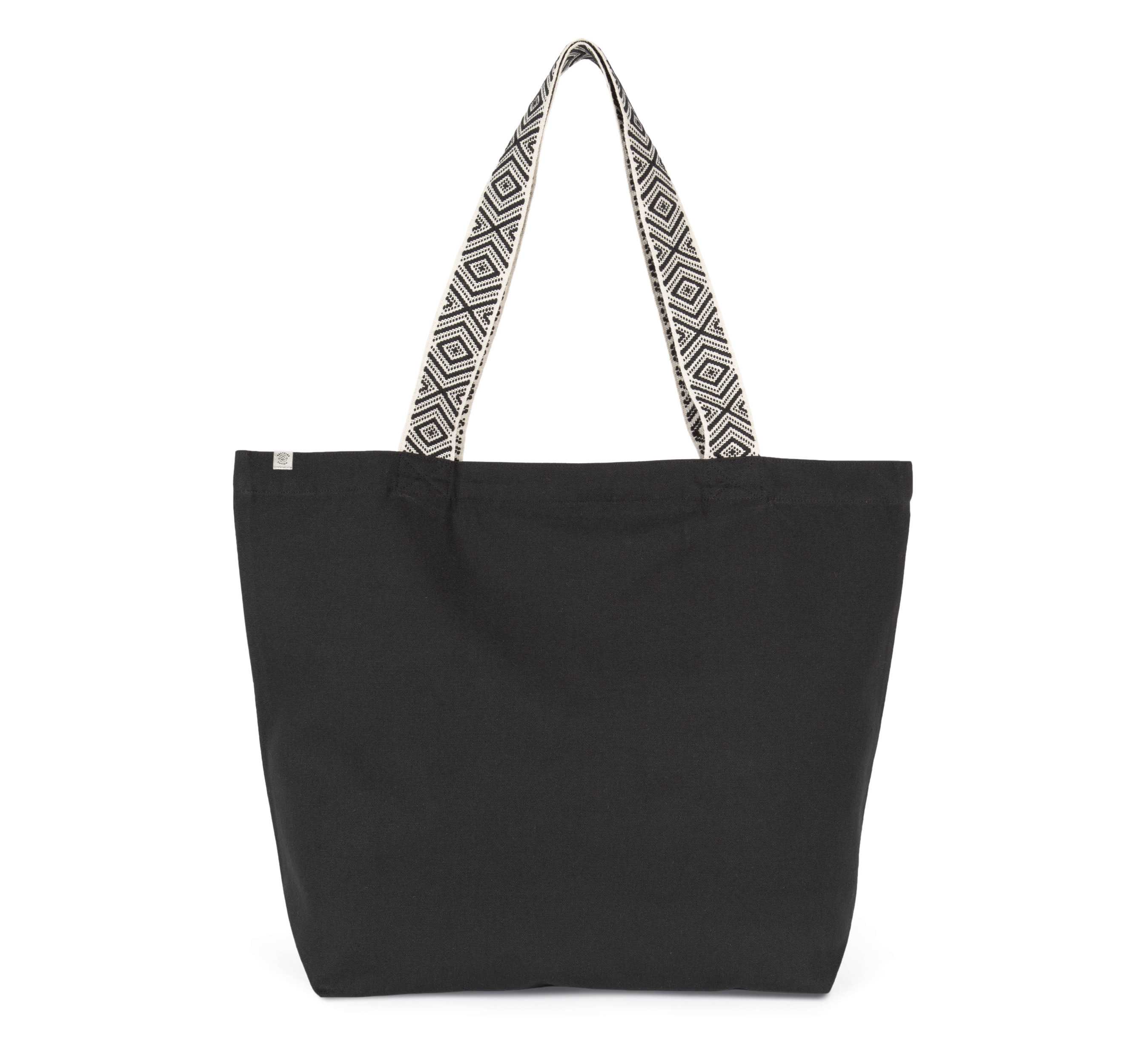 Bolsa de compras grande reciclada Black Night / Ethnic Black