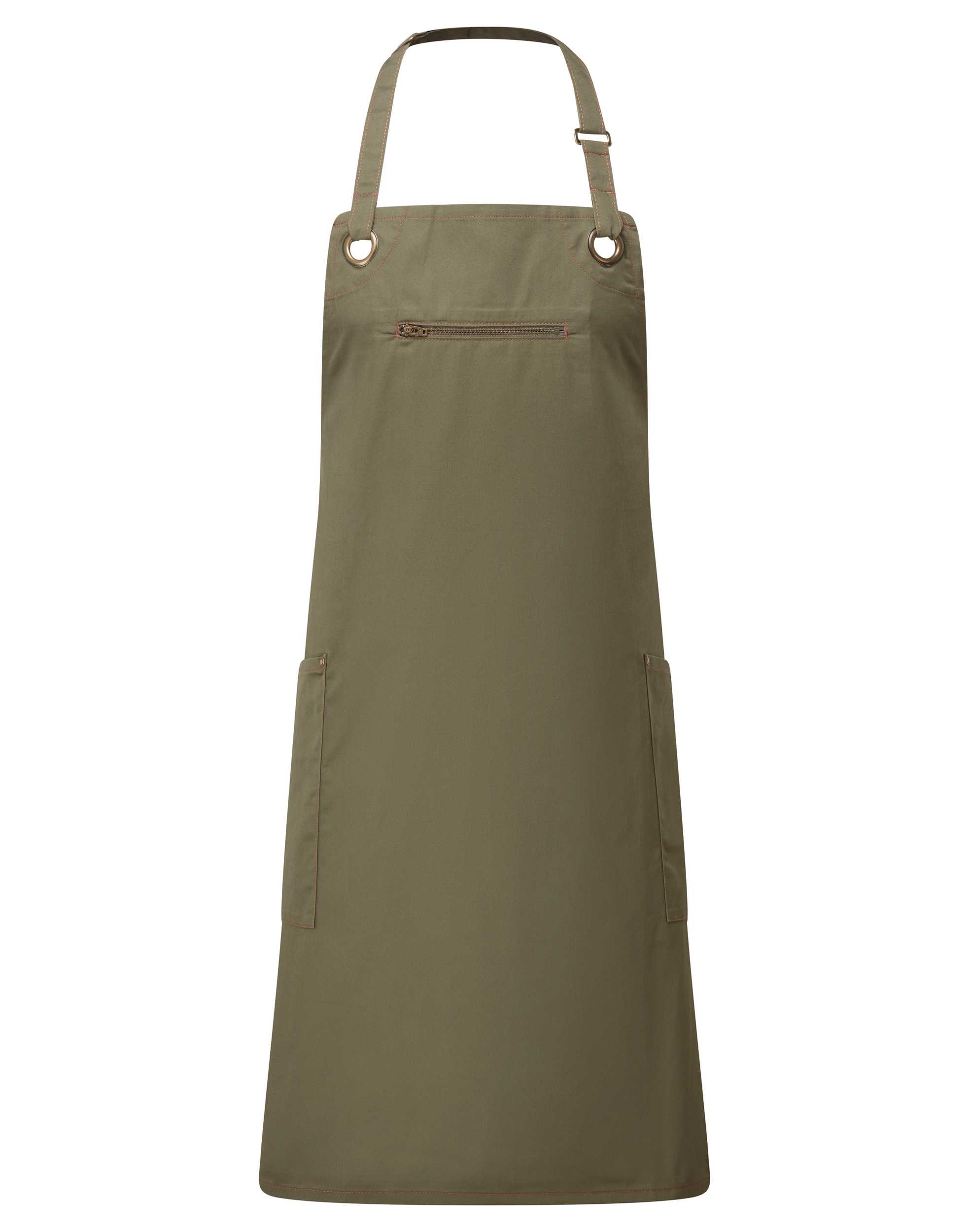Delantal contrastado «Barley» ecorresponsable Green Olive / Chestnut