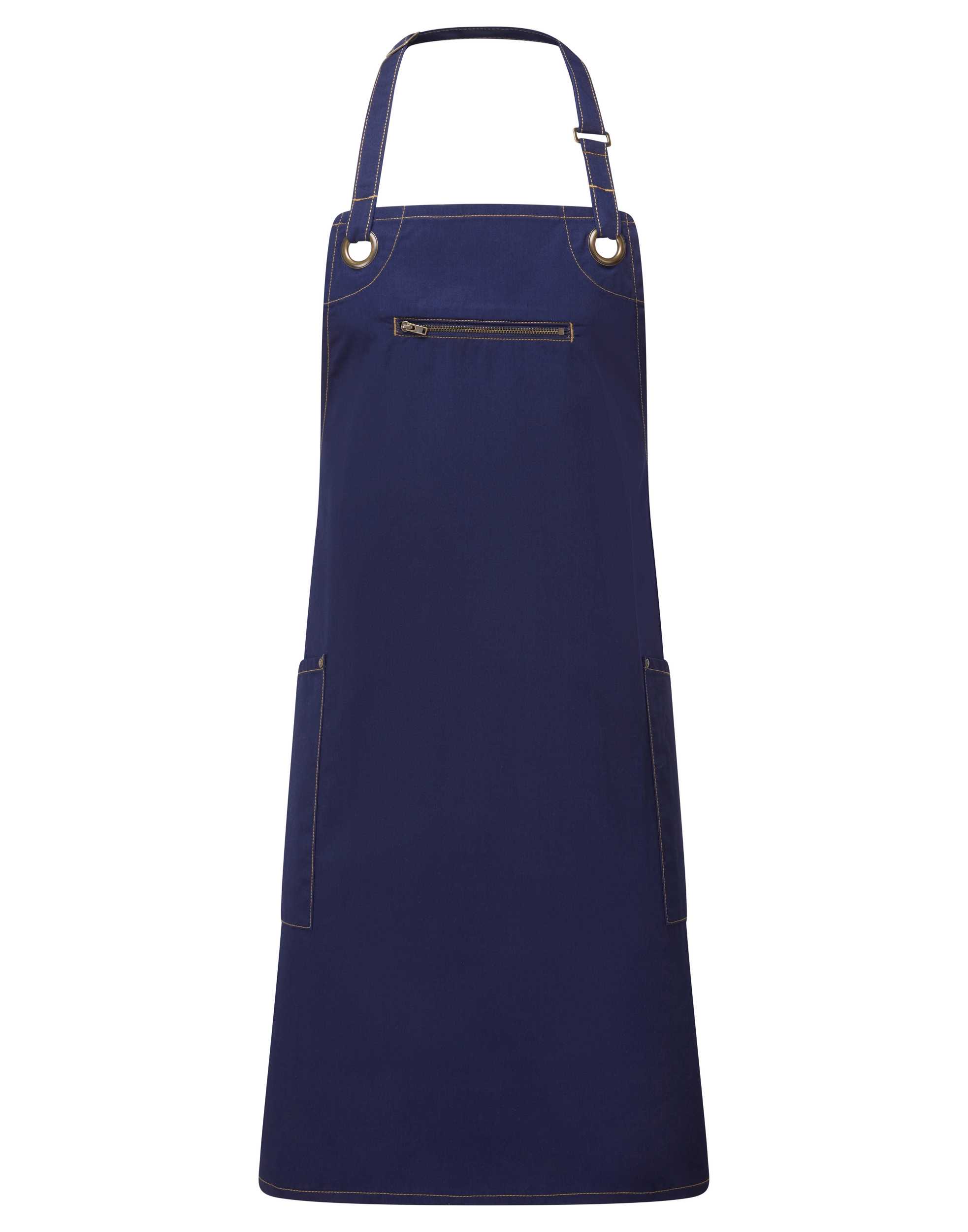 Delantal contrastado «Barley» ecorresponsable Navy / Camel