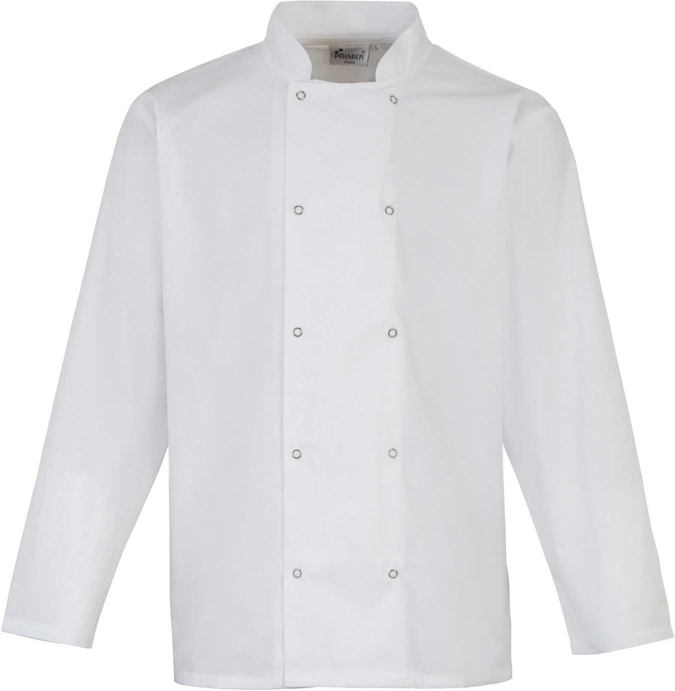 Chaqueta de cocina botones a presión manga larga White