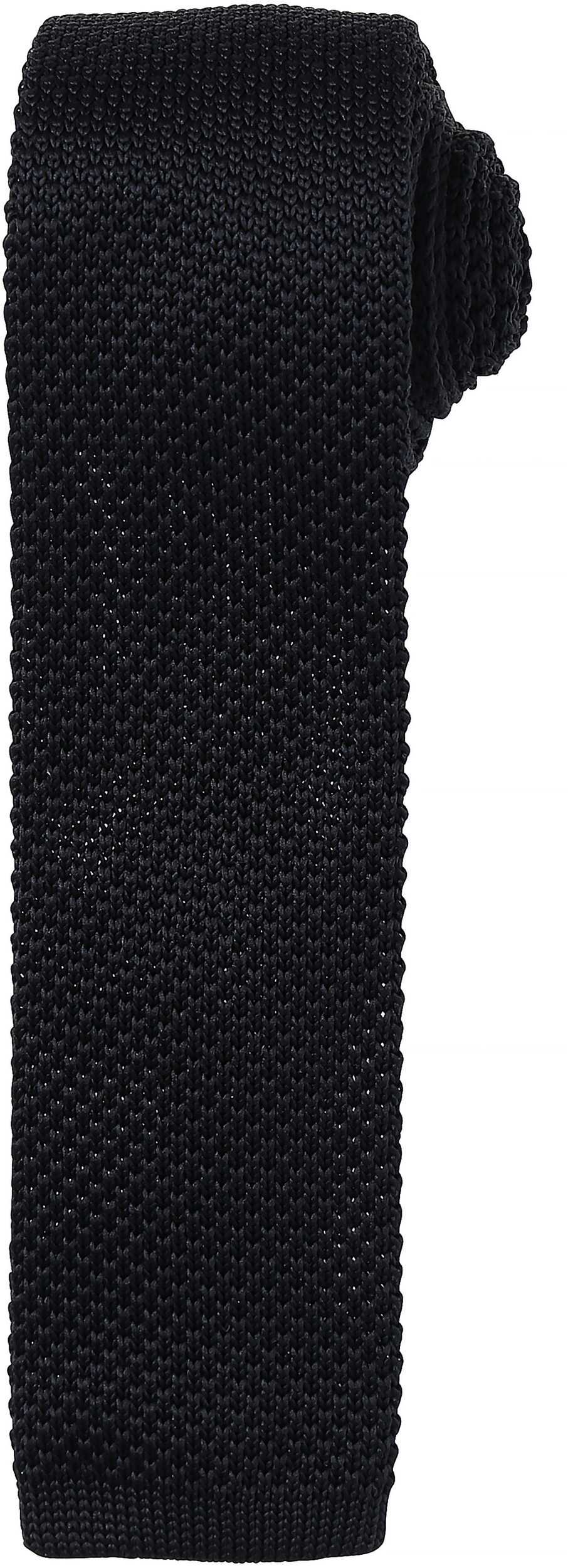 Corbata fina de punto Black