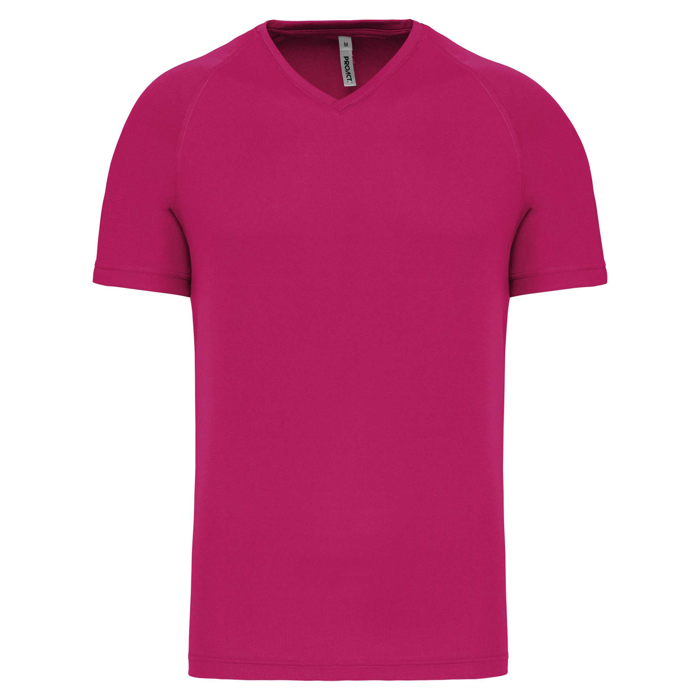 Camiseta de deporte cuello de pico hombre Fuchsia