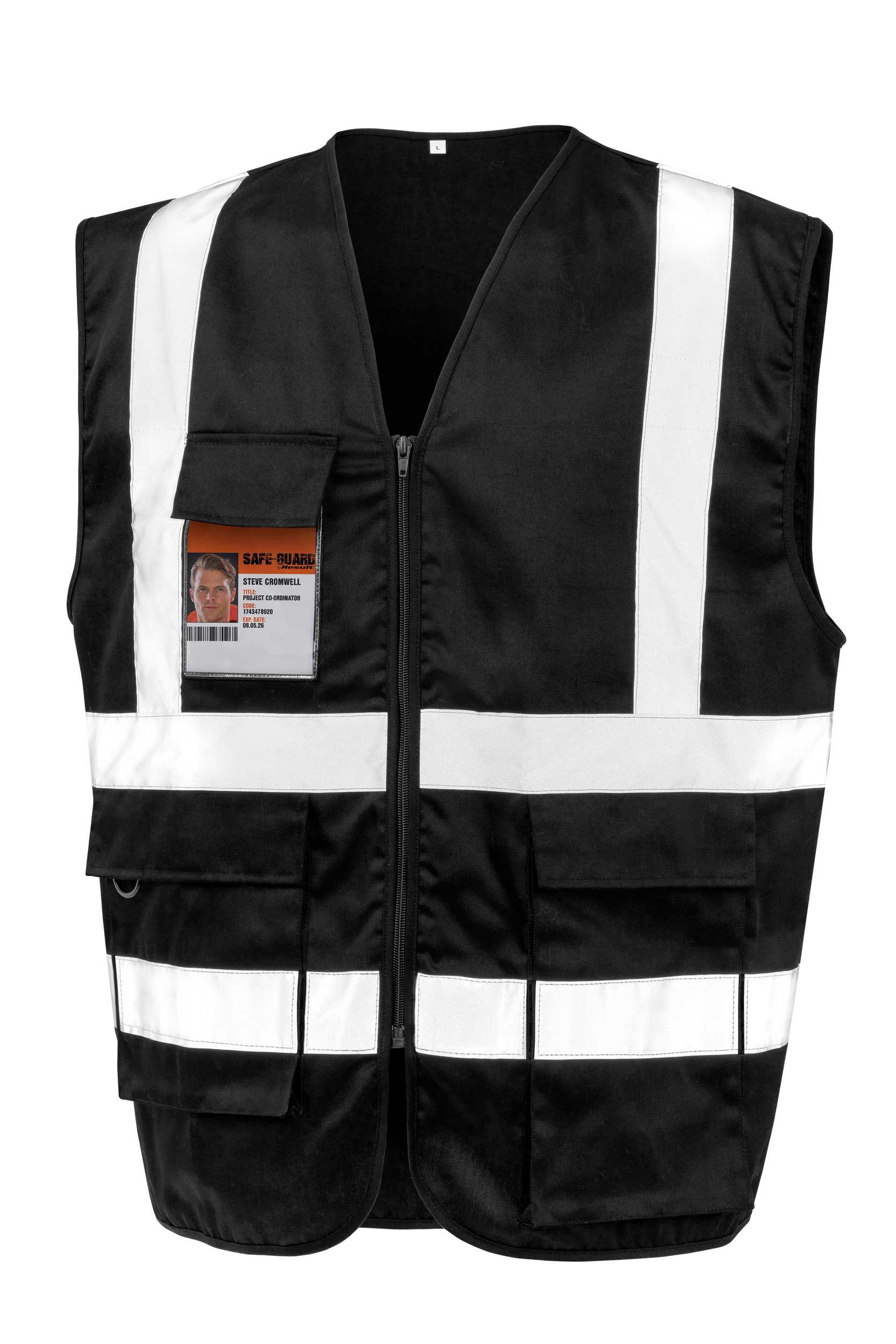Chaleco de seguridad con cremallera Black