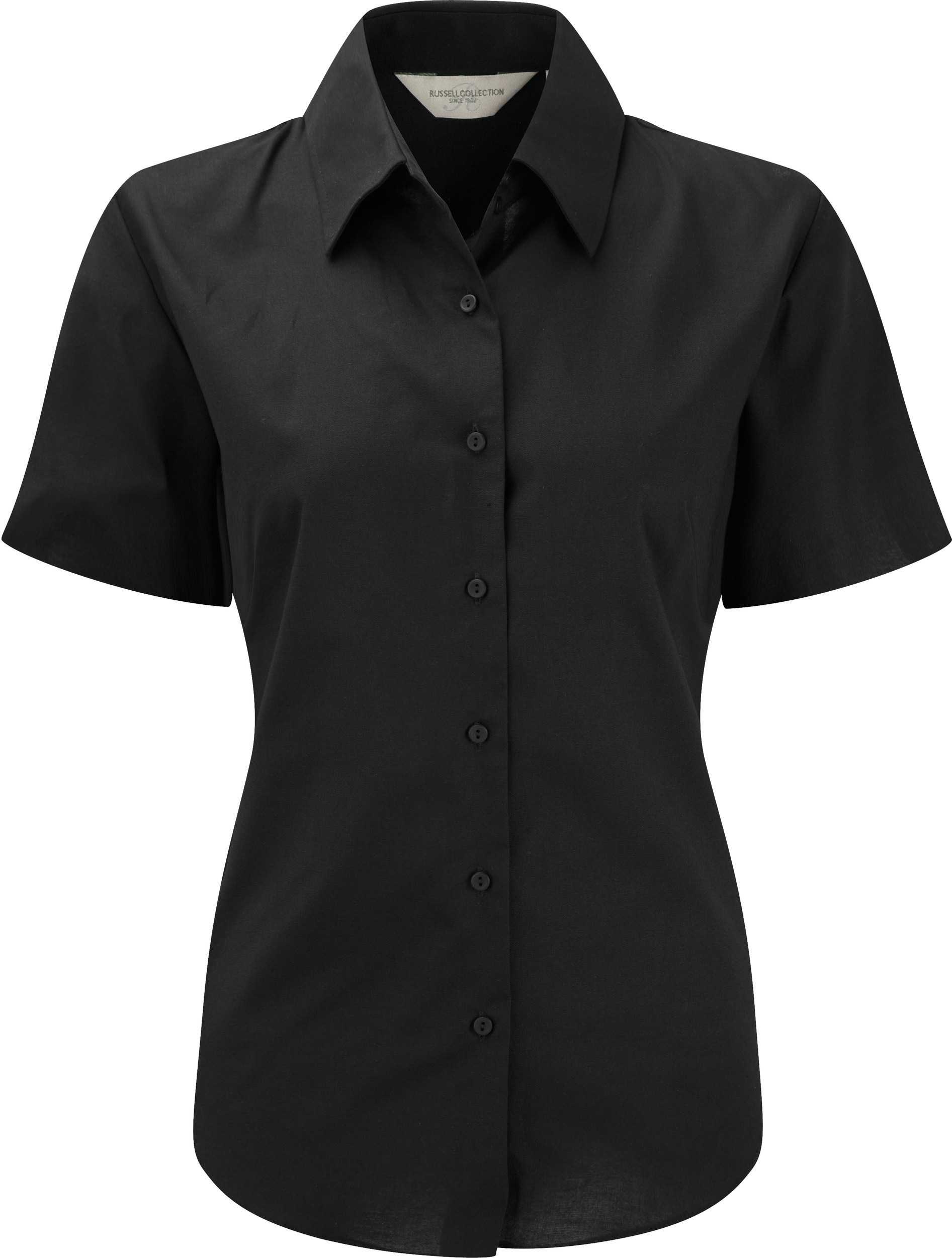 Camisa Oxford manga corta mujer Black