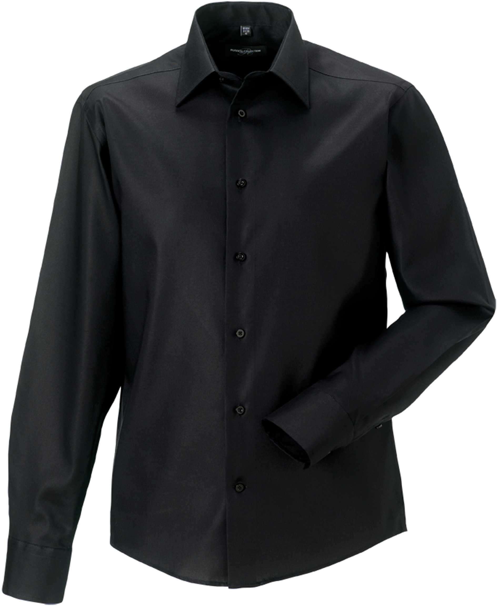 Camisa moderna sin plancha manga larga hombre Black