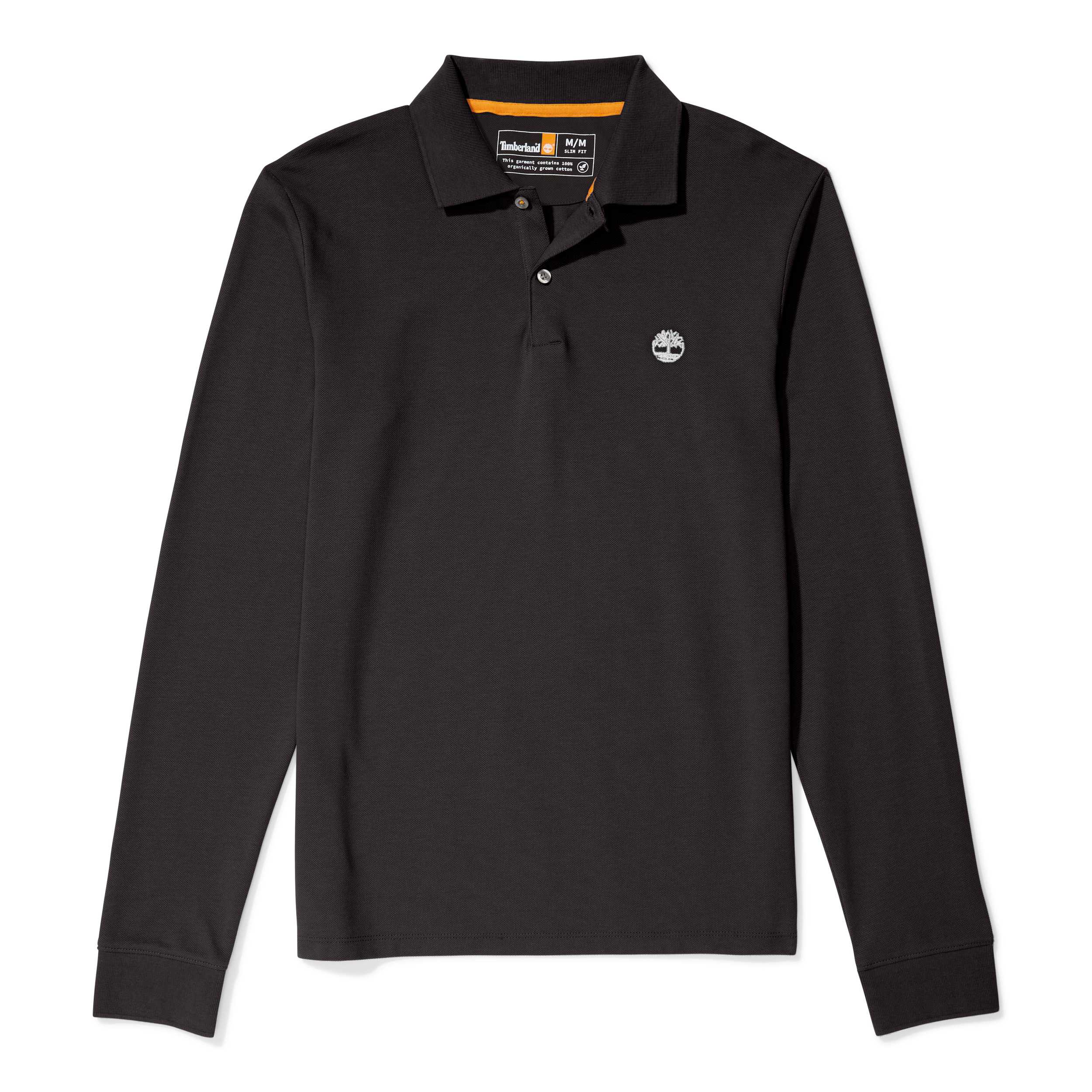 Polo slim LS de piqué Black