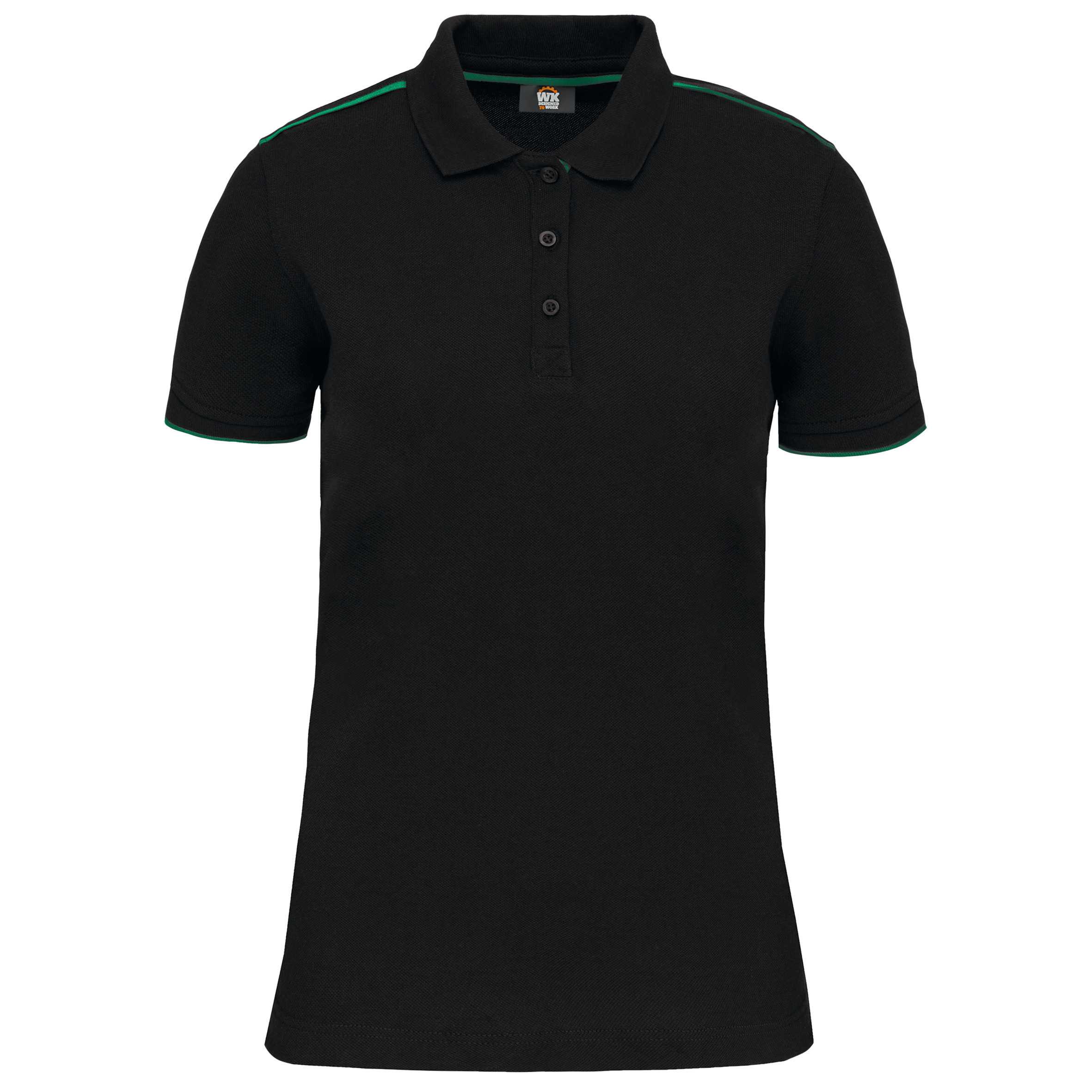 Polo Day To Day contrastado mujer Black / Kelly Green