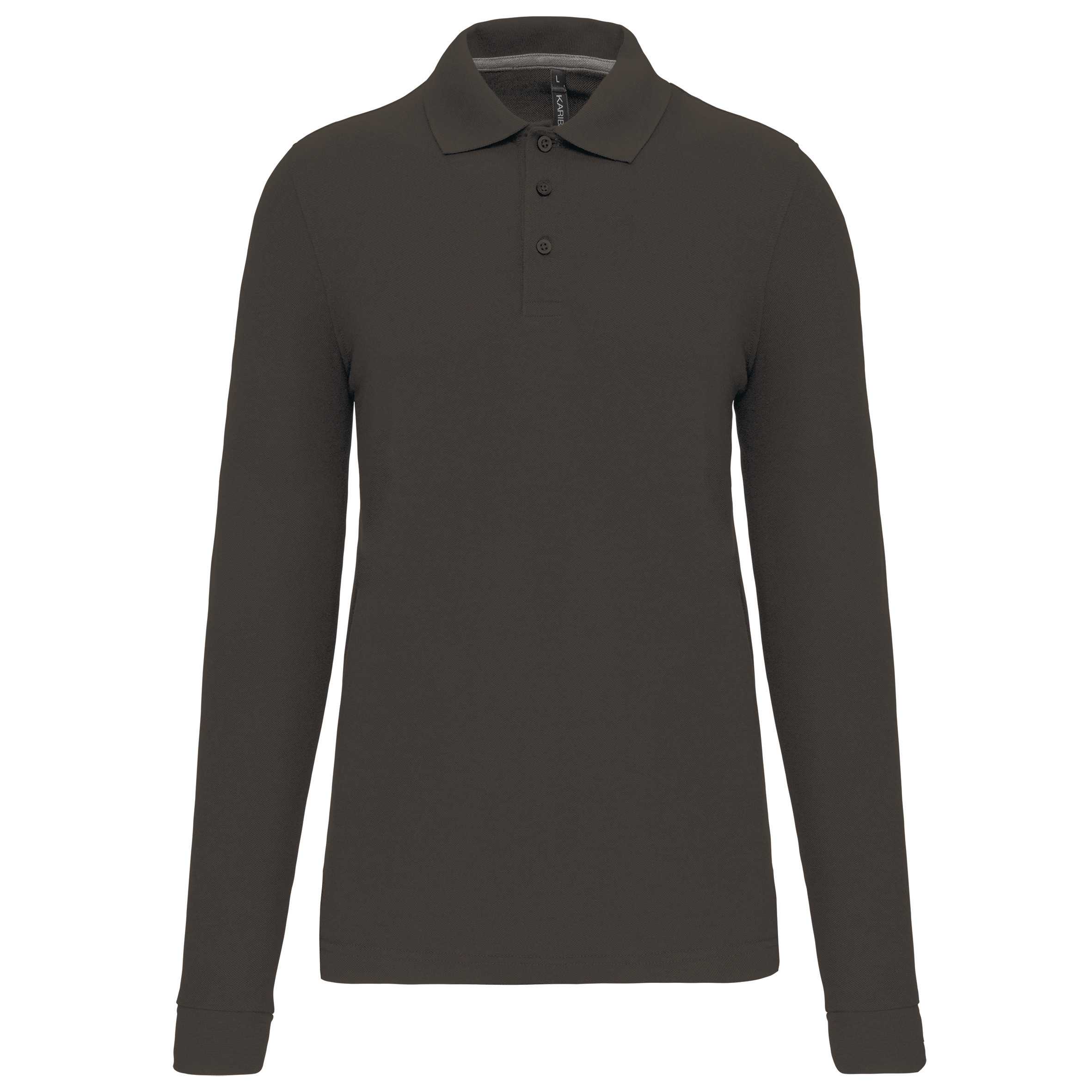 Polo Antibacteriano manga larga hombre Dark Grey