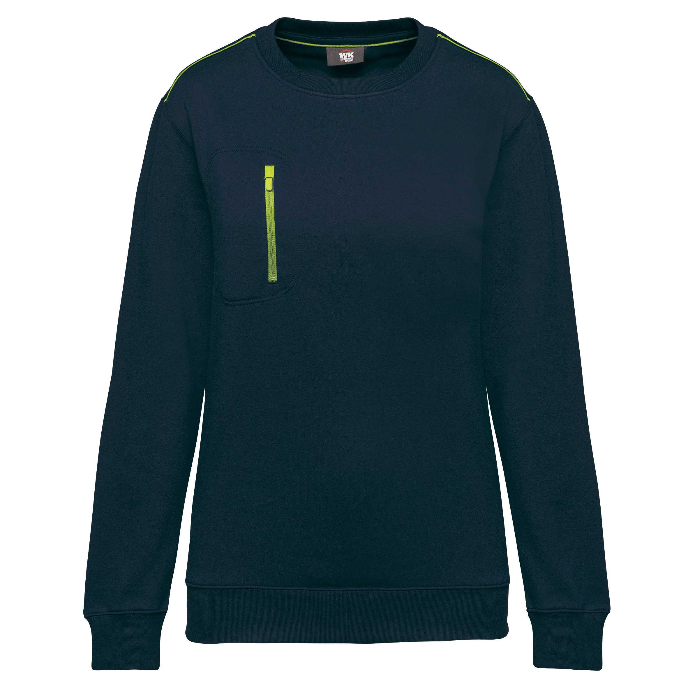 Sudadera Day To Day con bolsillo a zip contraste - Unisex Navy / Fluorescent Yellow