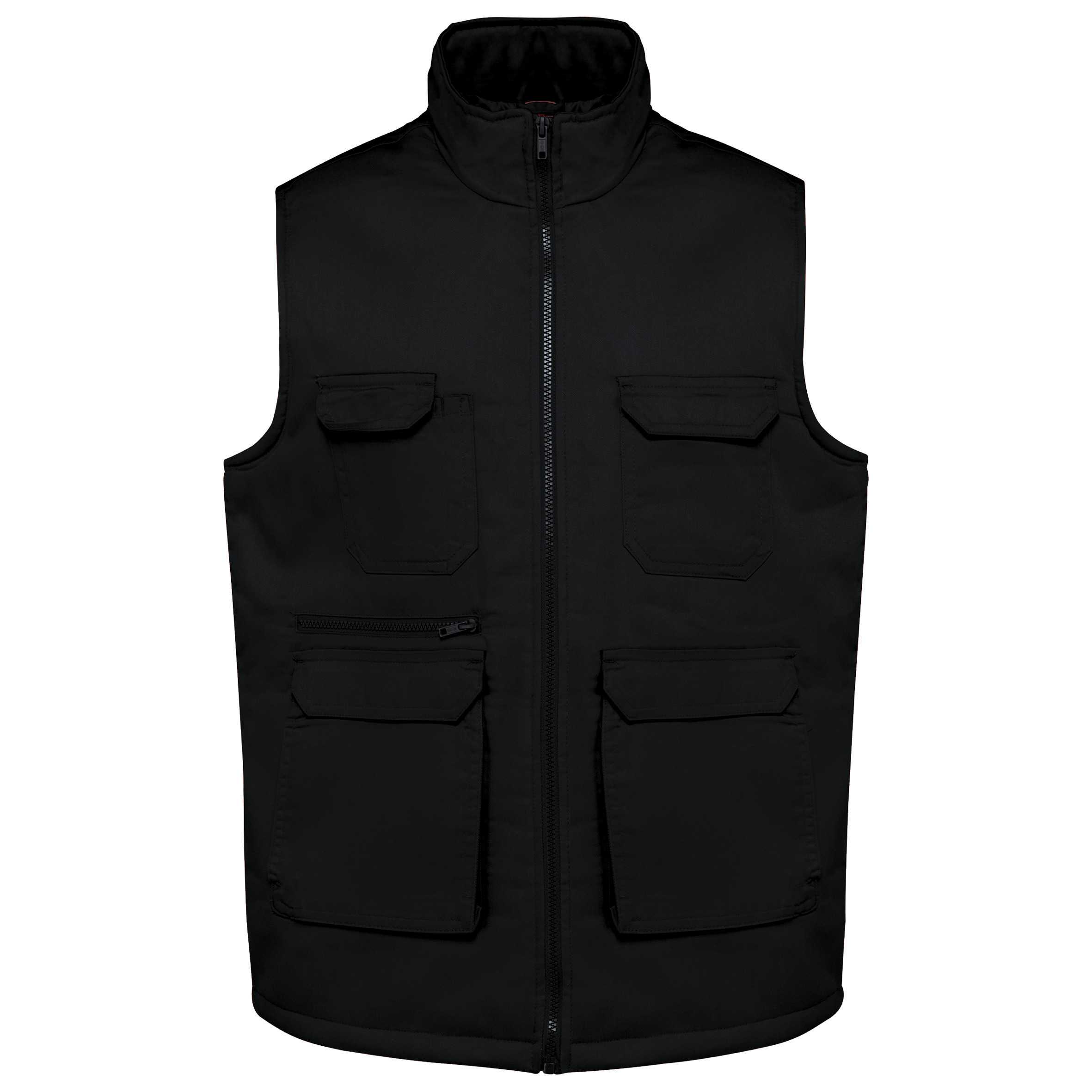 Chaleco polialgodón multibolsillos acolchado - Unisex Black