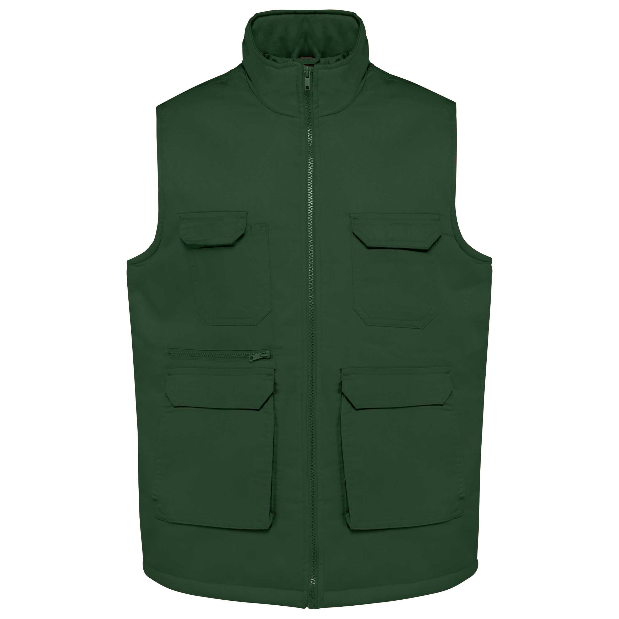 Chaleco polialgodón multibolsillos acolchado - Unisex Forest Green