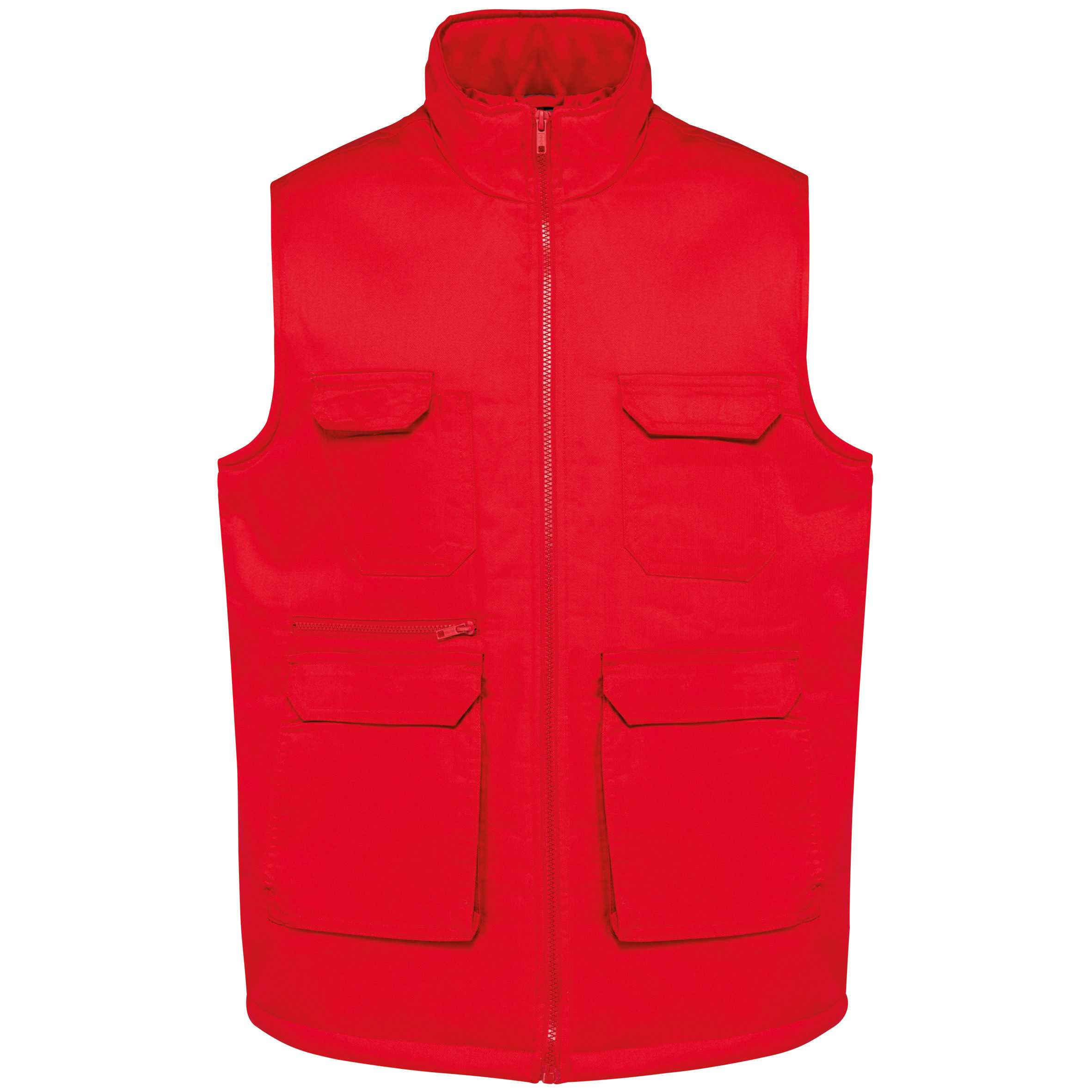 Chaleco polialgodón multibolsillos acolchado - Unisex Red