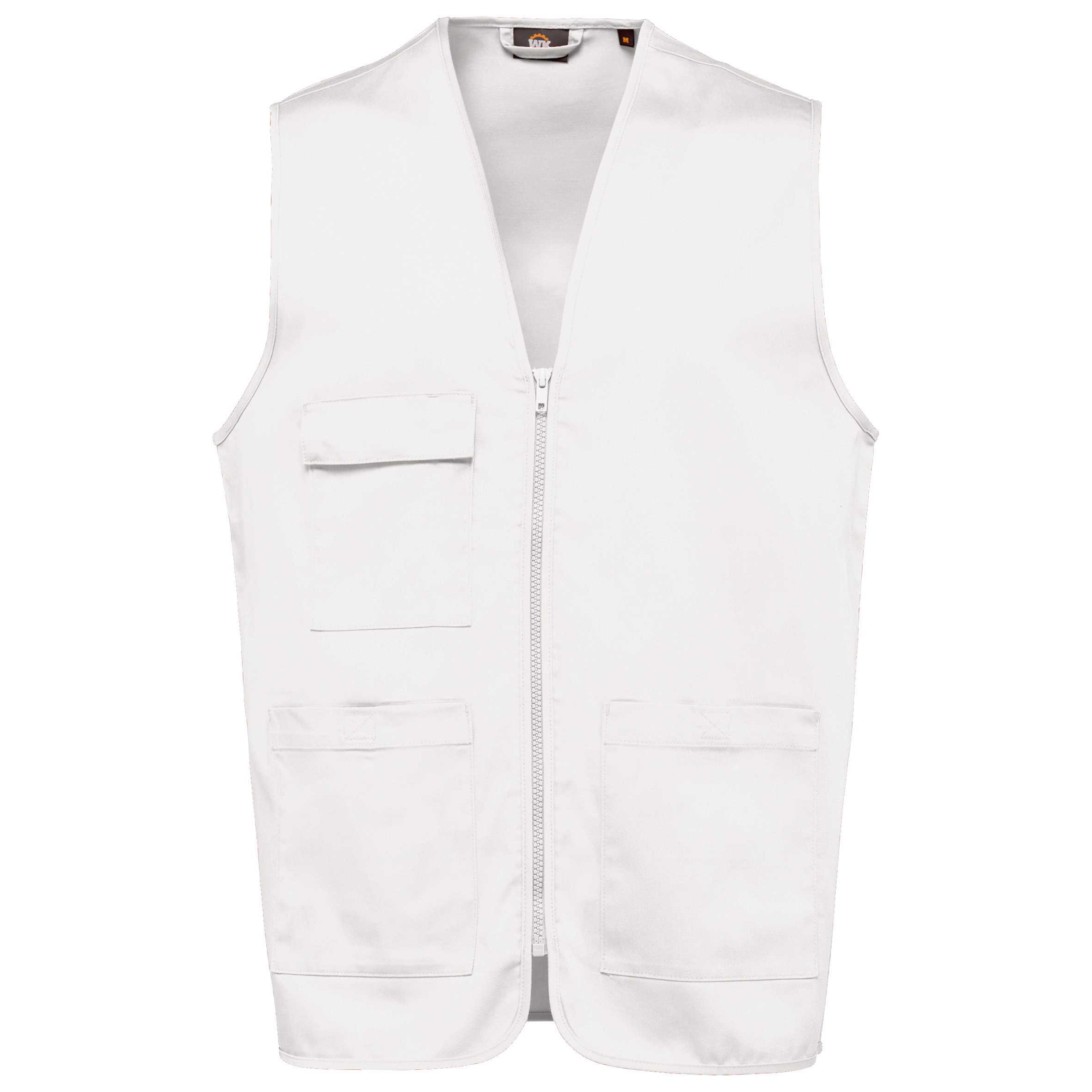 Chaleco polialgodón multibolsillos - Unisex White