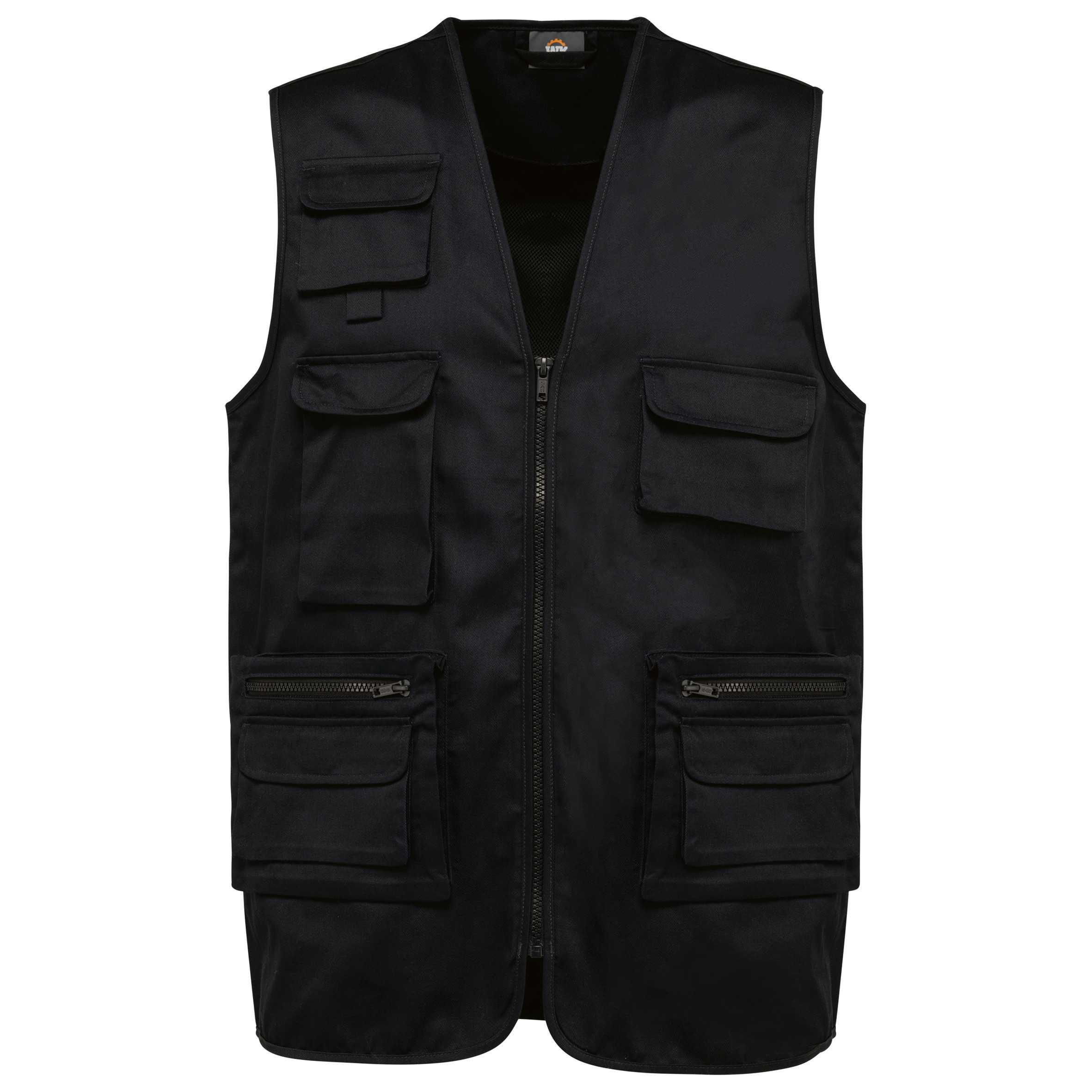 Chaleco polialgodón multibolsillos con forro  - Unisex Black