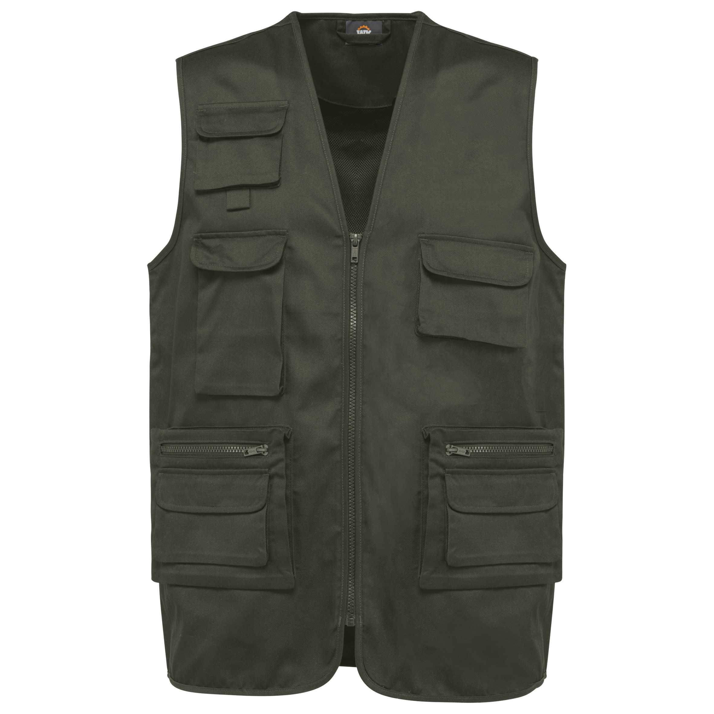 Chaleco polialgodón multibolsillos con forro  - Unisex Dark Khaki