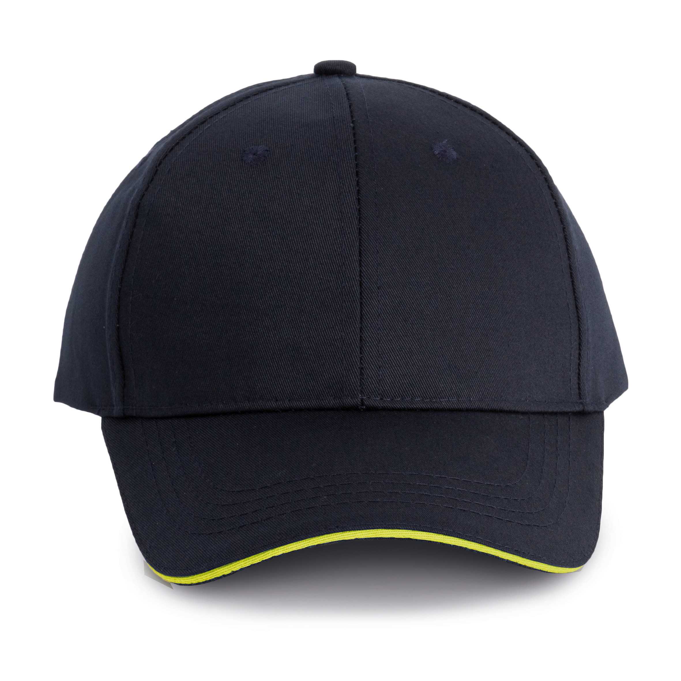 Gorra sandwich contrastado 6 paneles - Certificado Oeko-Tex Navy / Fluorescent Yellow