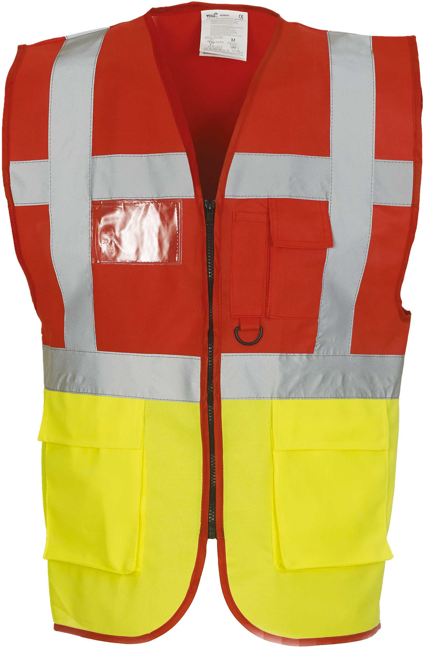 Chaleco multifunción de alta visibilidad Red / Hi Vis Yellow