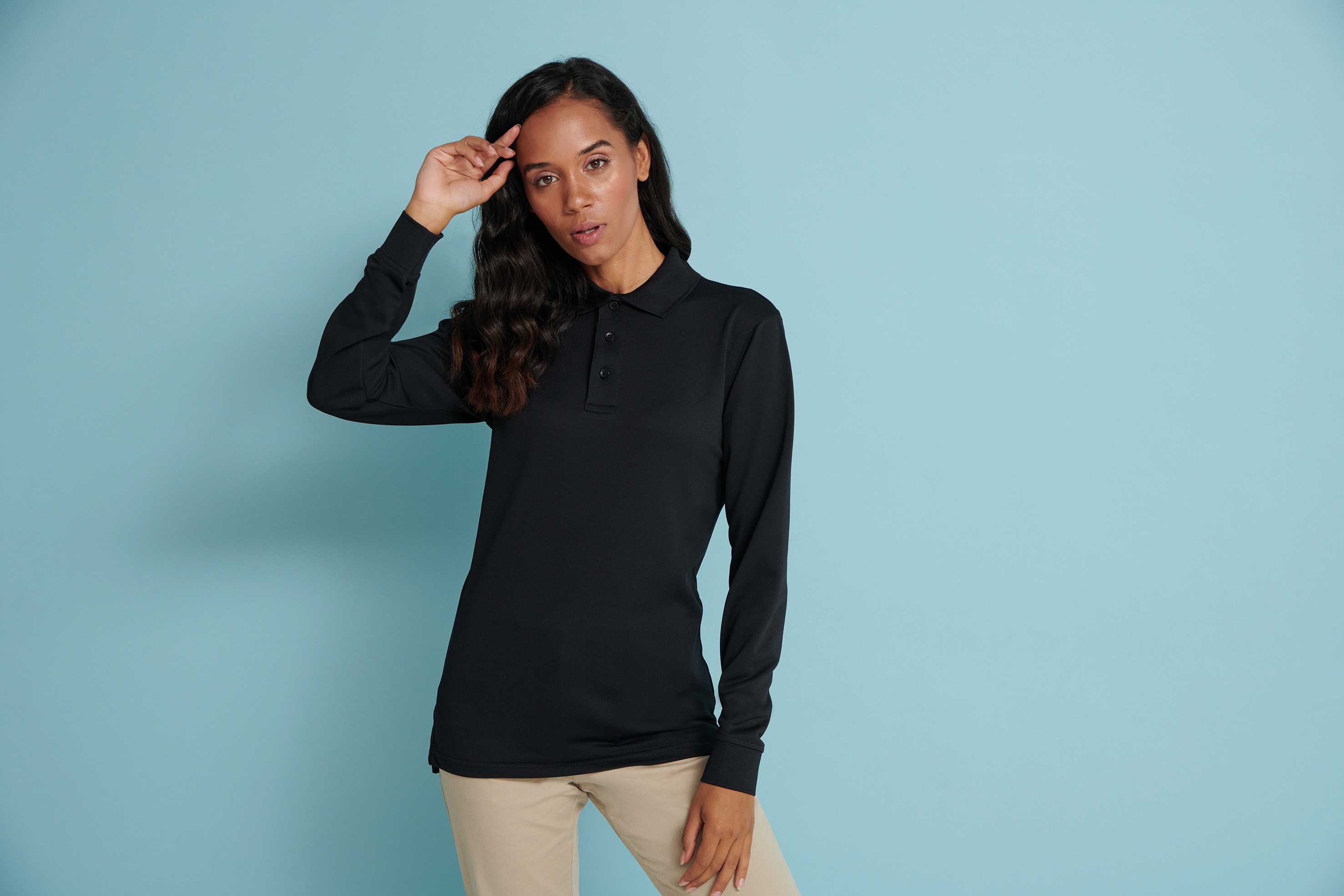 Henbury Polo Cool Plus® manga larga unisex