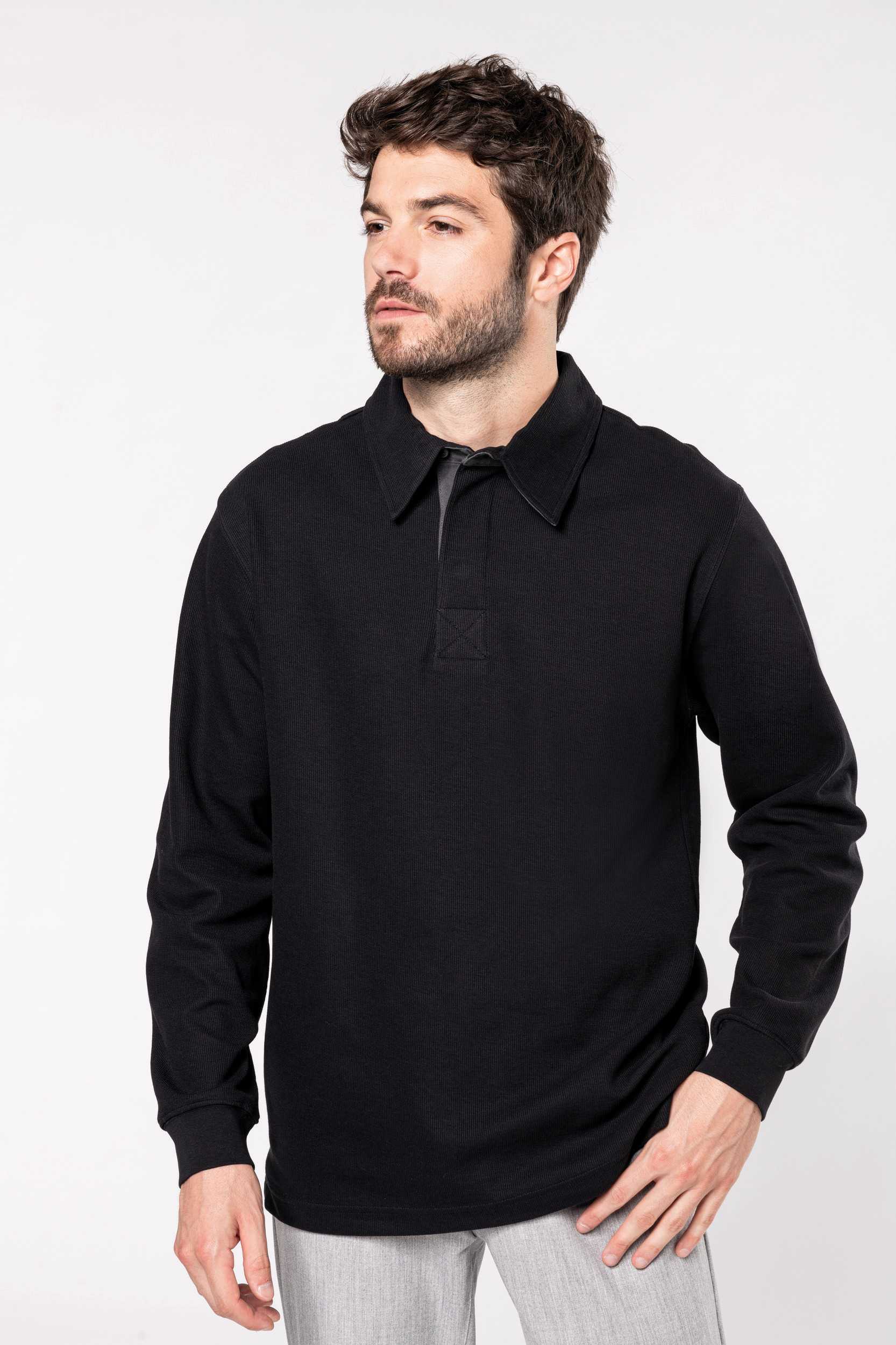 Kariban French rib - polo de canalé manga larga hombre